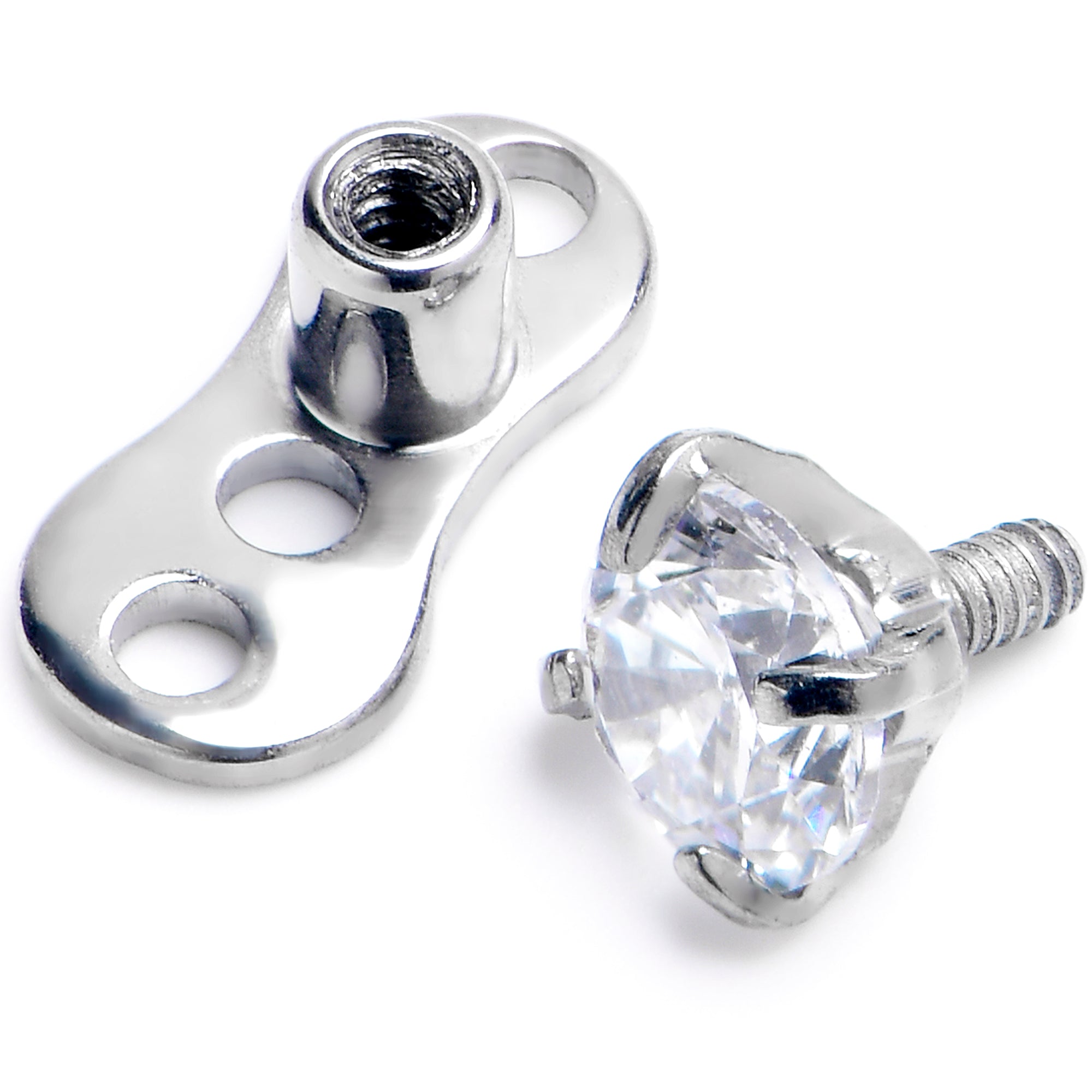 16G 3mm CZ Top 3 Hole Dermal Implant Grade Titanium Anchor Base