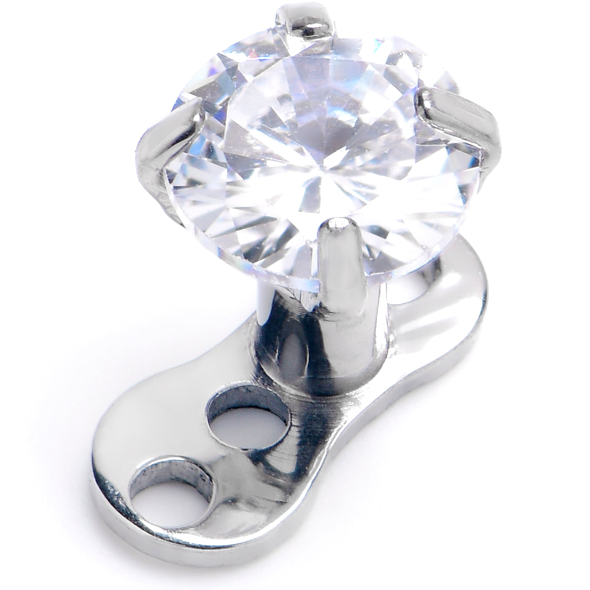 16G 4mm CZ Top 3 Hole Dermal Implant Grade Titanium Anchor Base