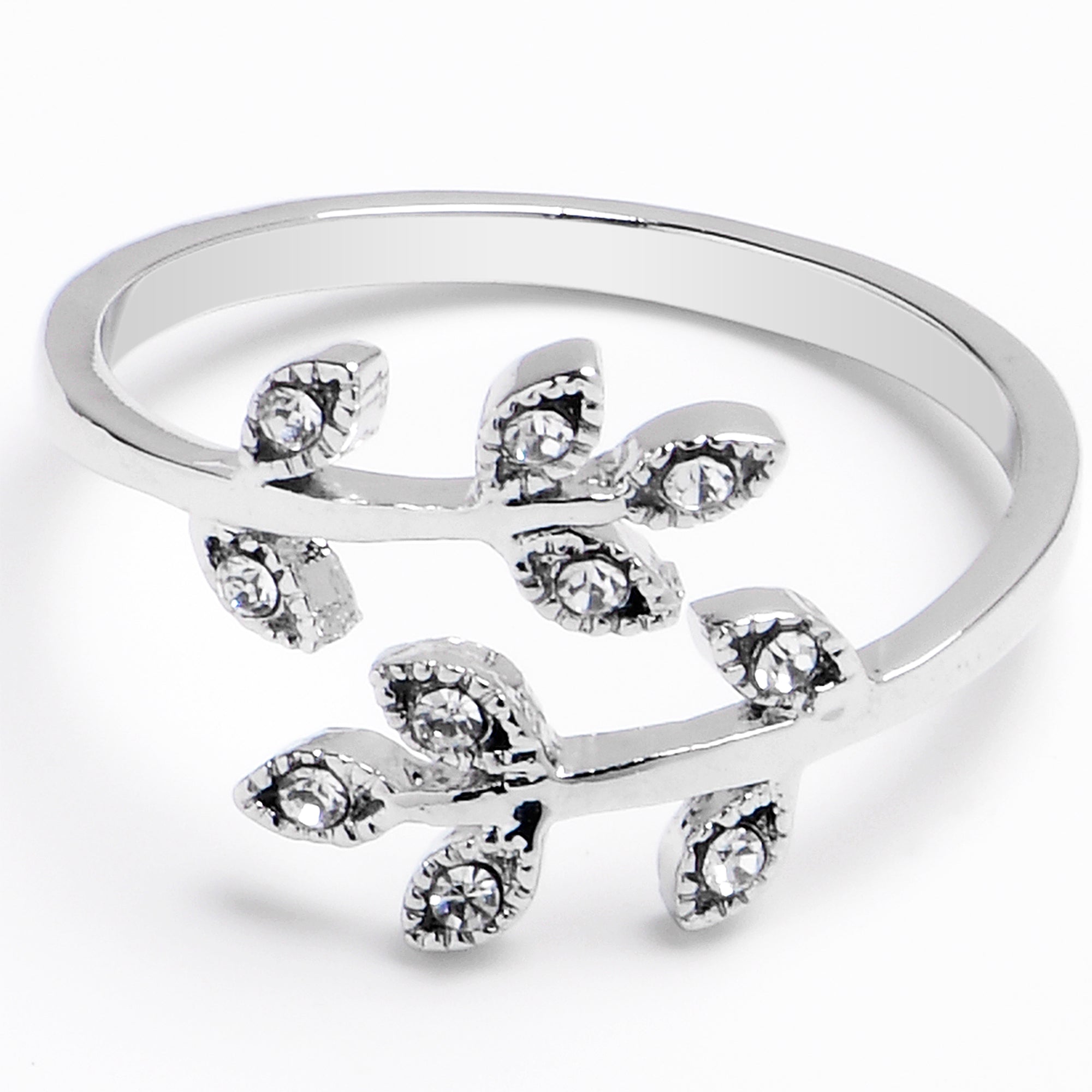 Middle Finger Elegance of Nature Clear Gem Leaf Ring Toe Ring