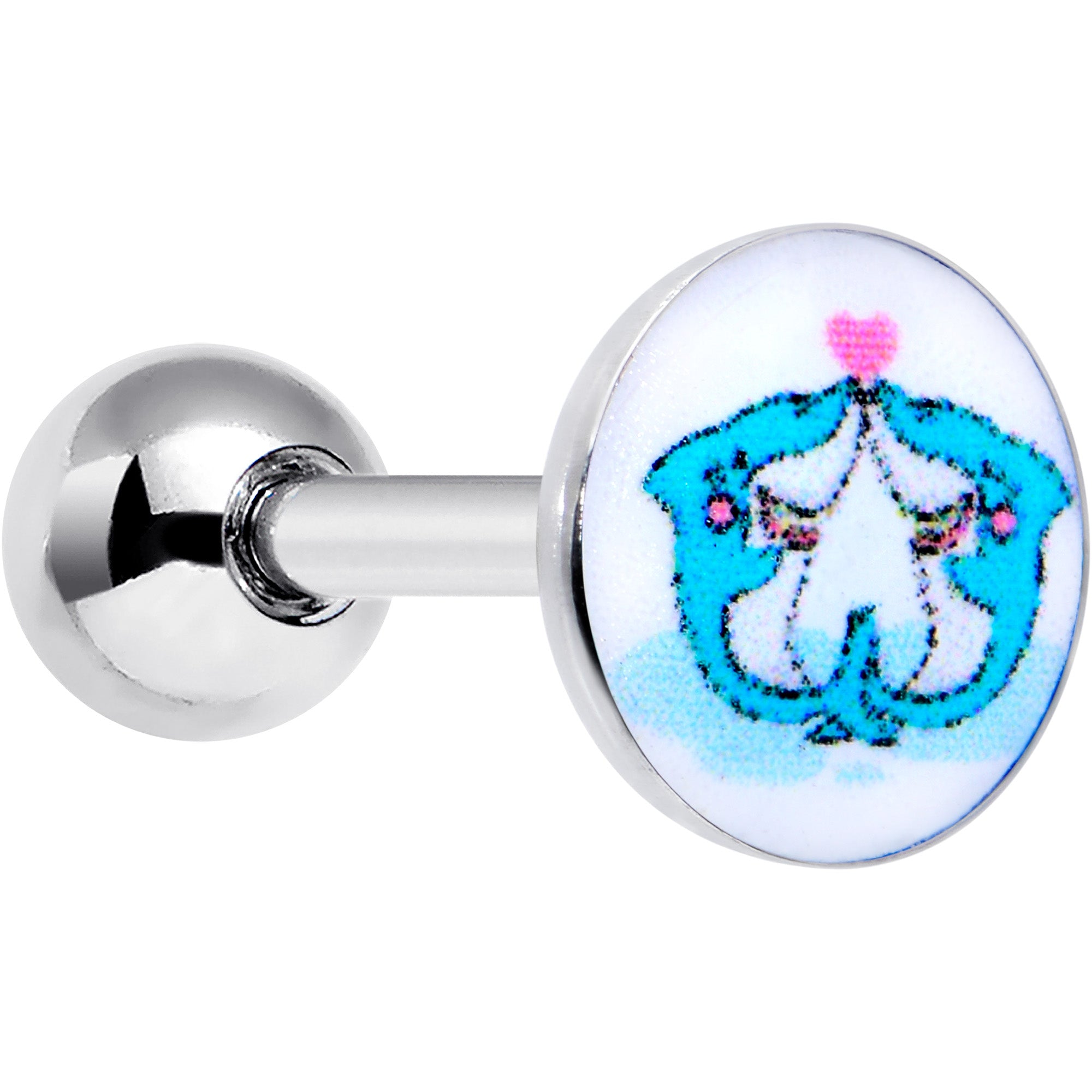 16G 1/4 Loving Blue Whales Cartilage Tragus Stud