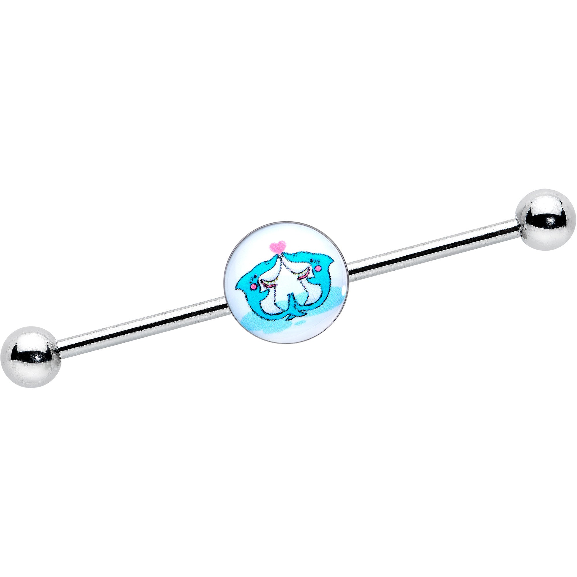 14G Loving Blue Whales Industrial Barbell 38mm