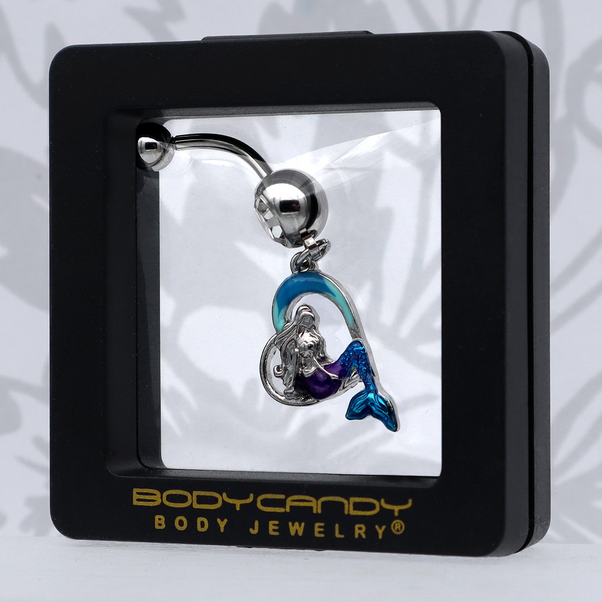 Clear Gem Mermaid Love Blue Dangle Belly Ring
