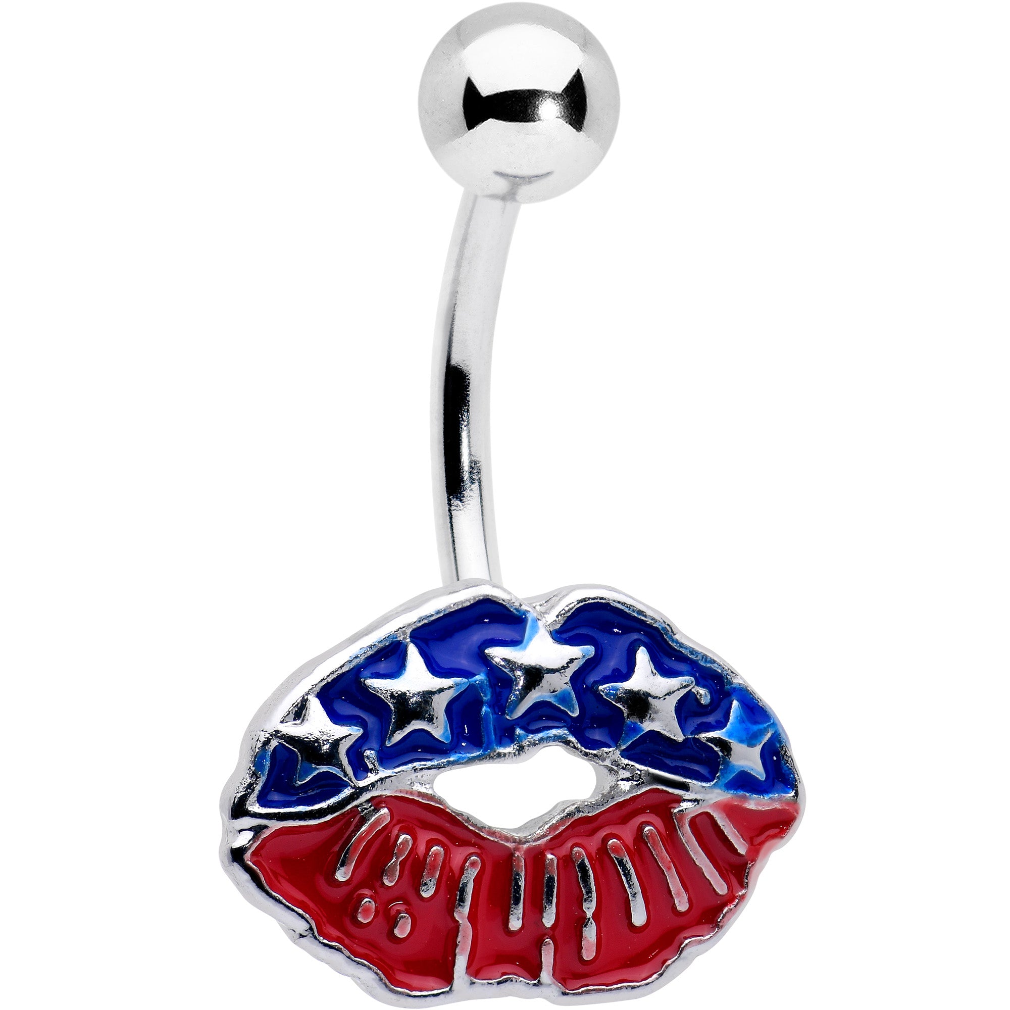 Patriotic Kissy Lips Belly Ring
