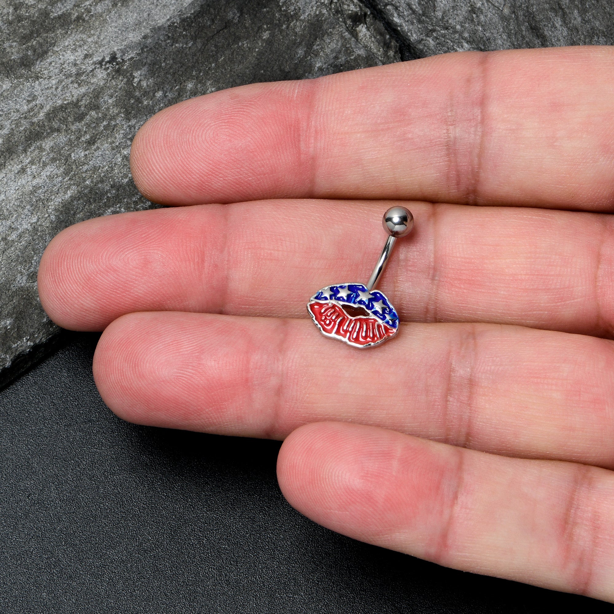 Patriotic Kissy Lips Belly Ring
