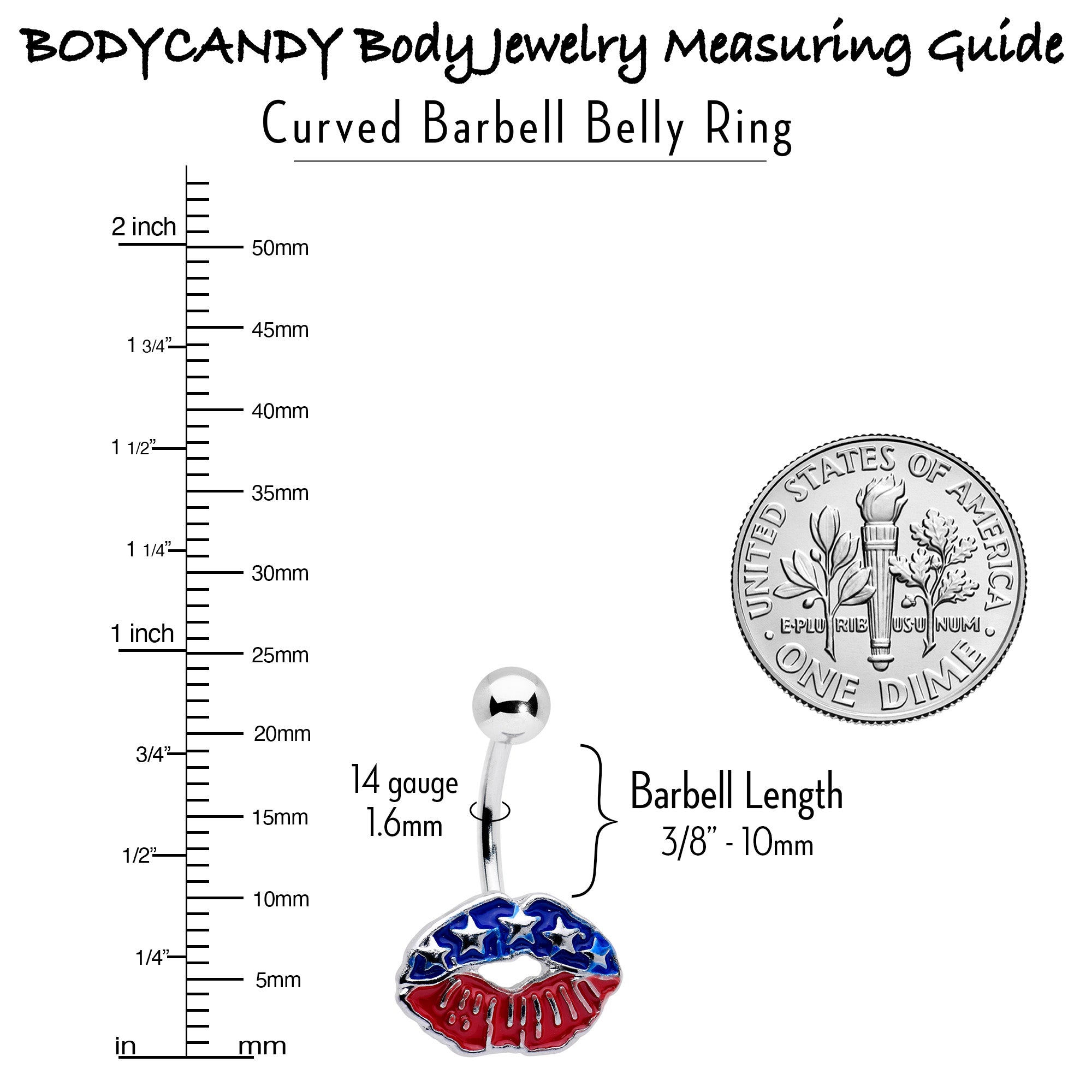 Patriotic Kissy Lips Belly Ring