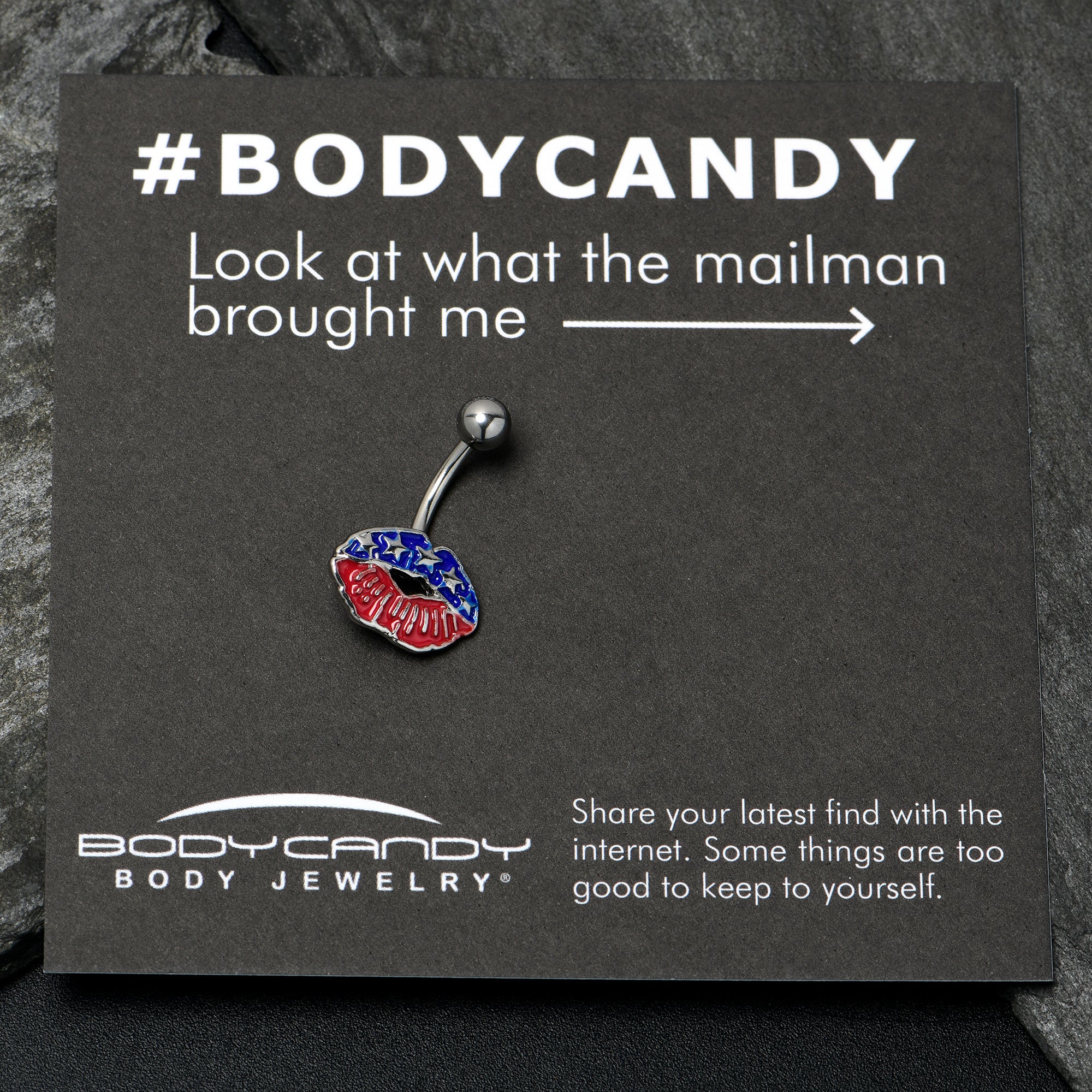 Patriotic Kissy Lips Belly Ring