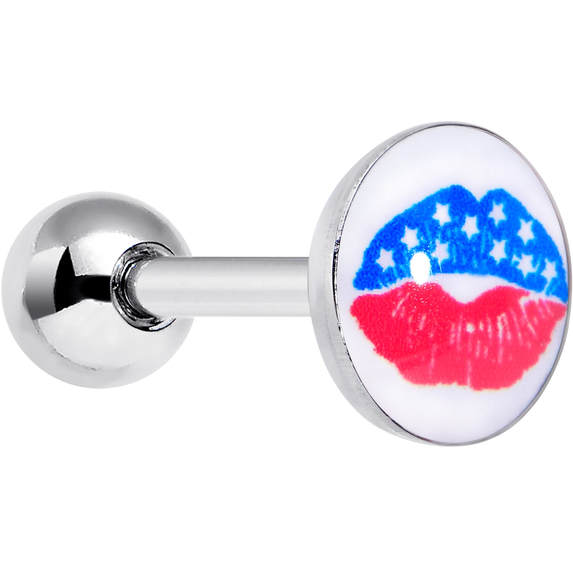16G 1/4 Inlay Patriotic Kissy Lips Cartilage Tragus Earring
