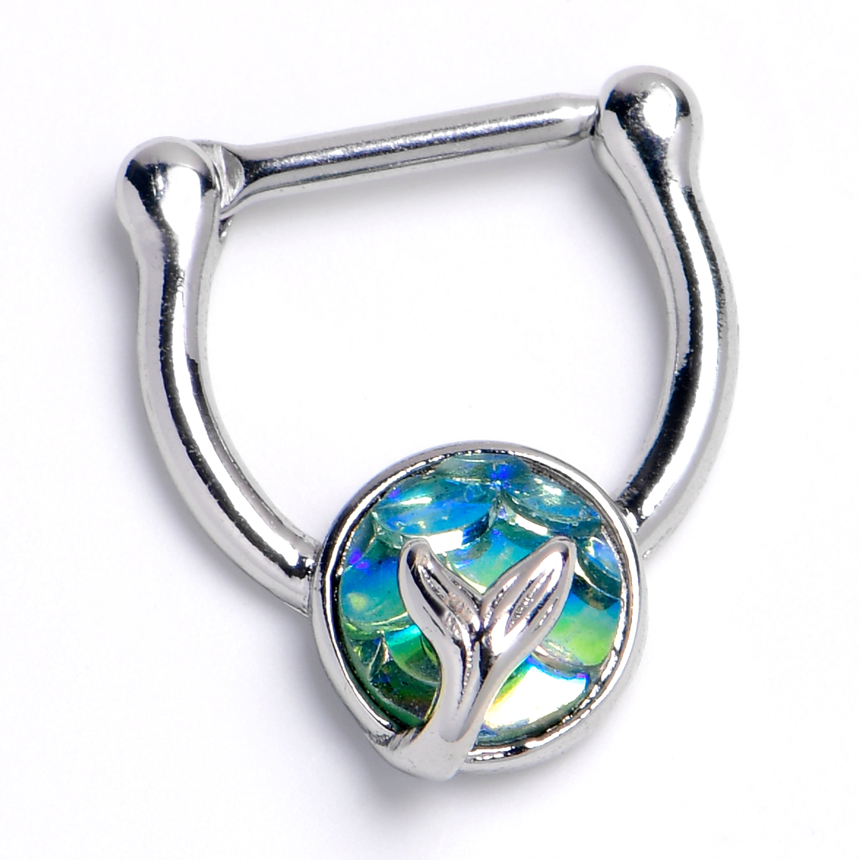 16G 3/8 Mermaid Blue Scale Tail Cartilage Clicker