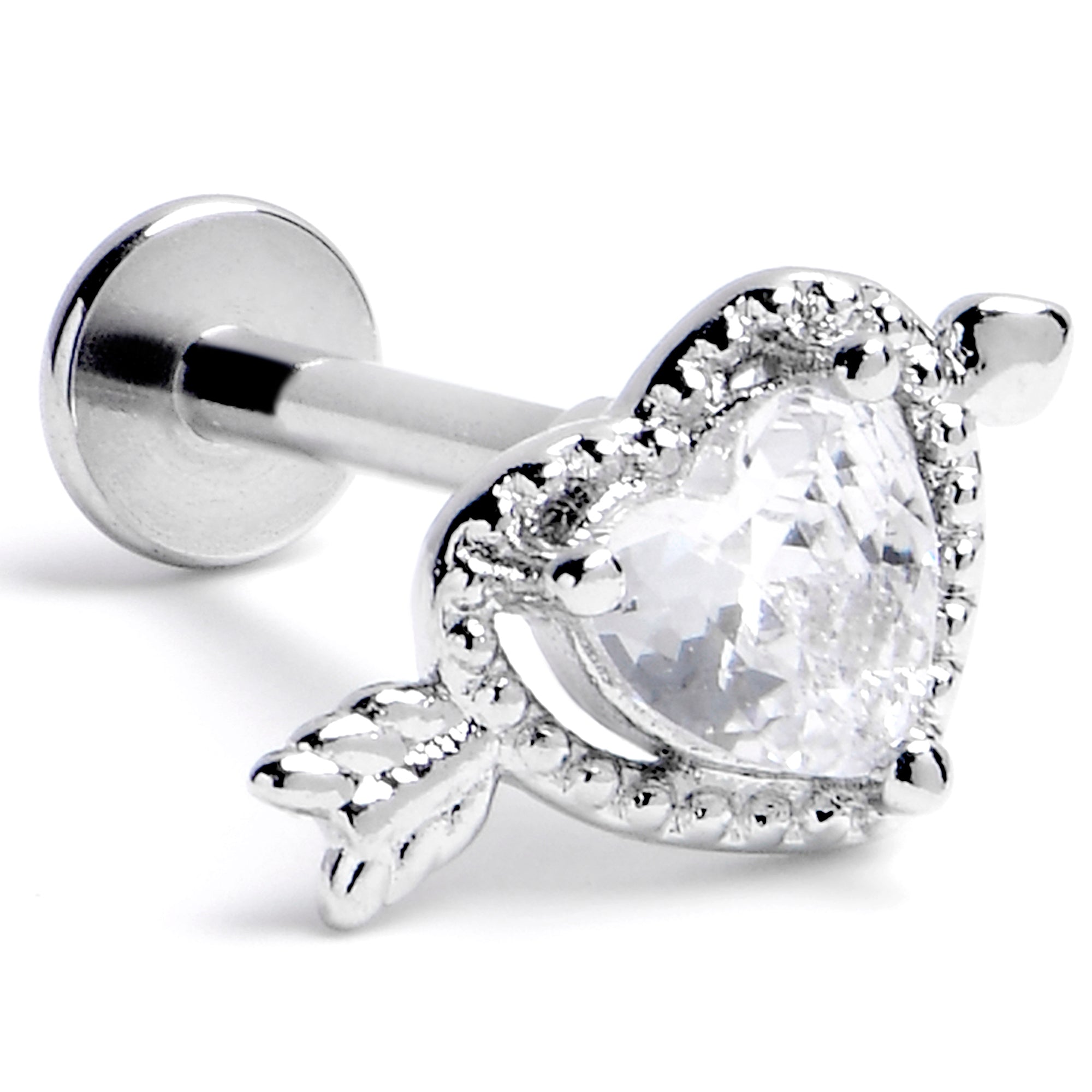 16G 5/16 Clear CZ Gem Fusion of Love Labret Monroe Tragus