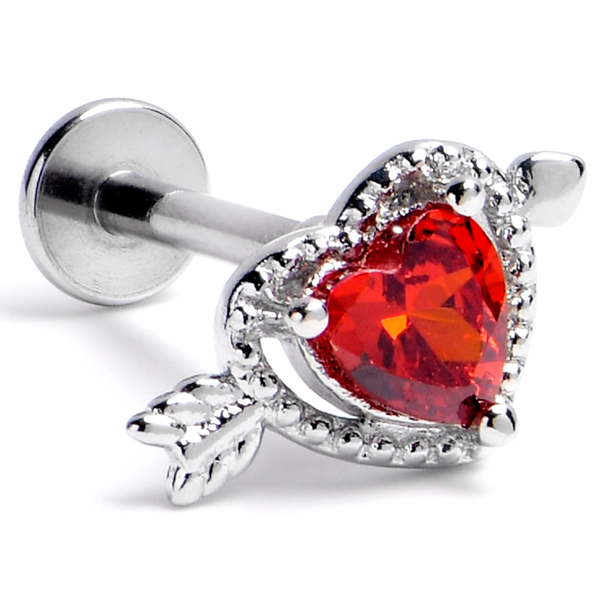 16G 5/16 Red CZ Gem Fusion of Love Labret Monroe Tragus