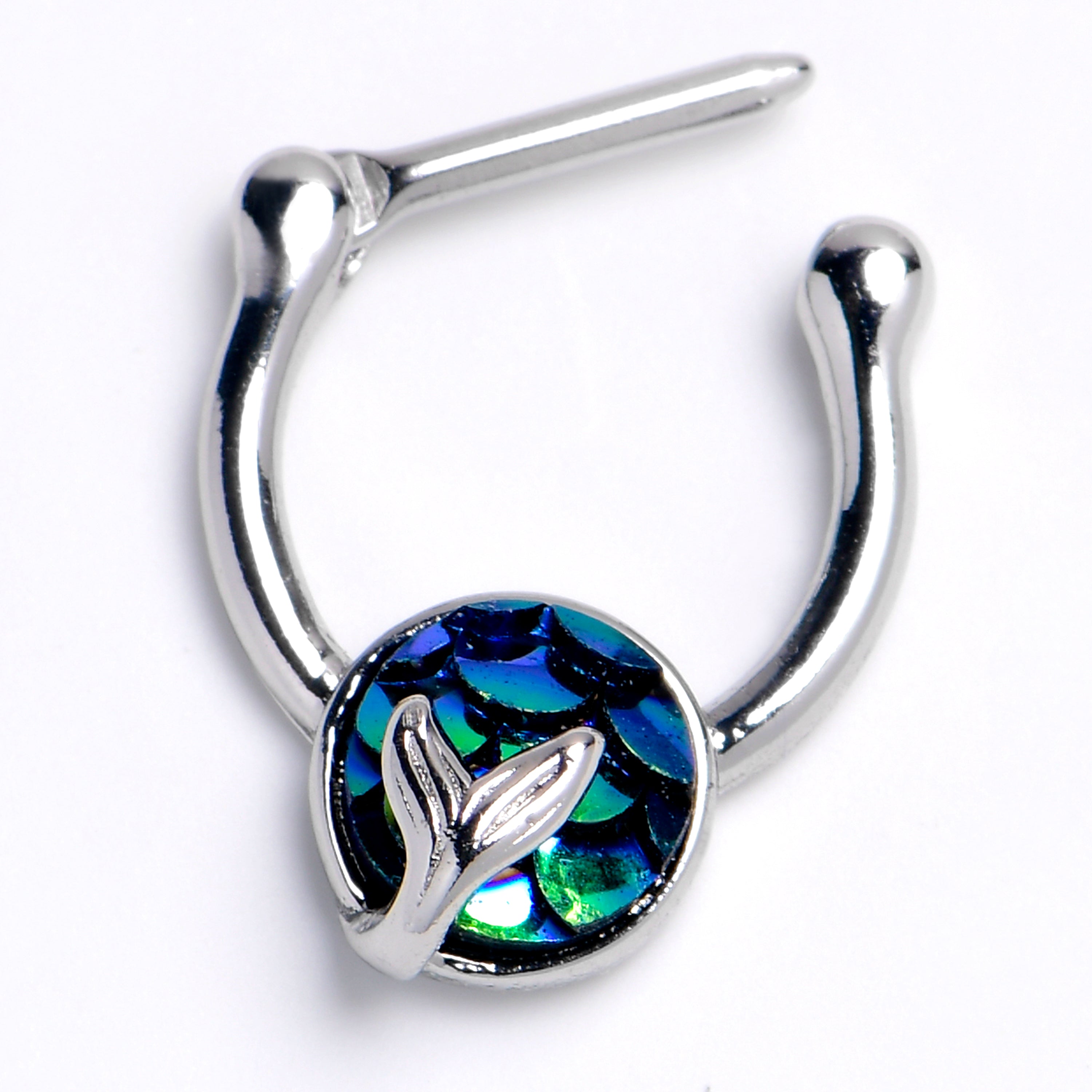 16G 3/8 Mermaid Dark Dark Blue Scale Tail Cartilage Clicker