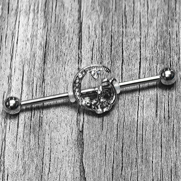 14 Gauge Clear Gem Fish of the Day Industrial Barbell 38mm BodyCandy