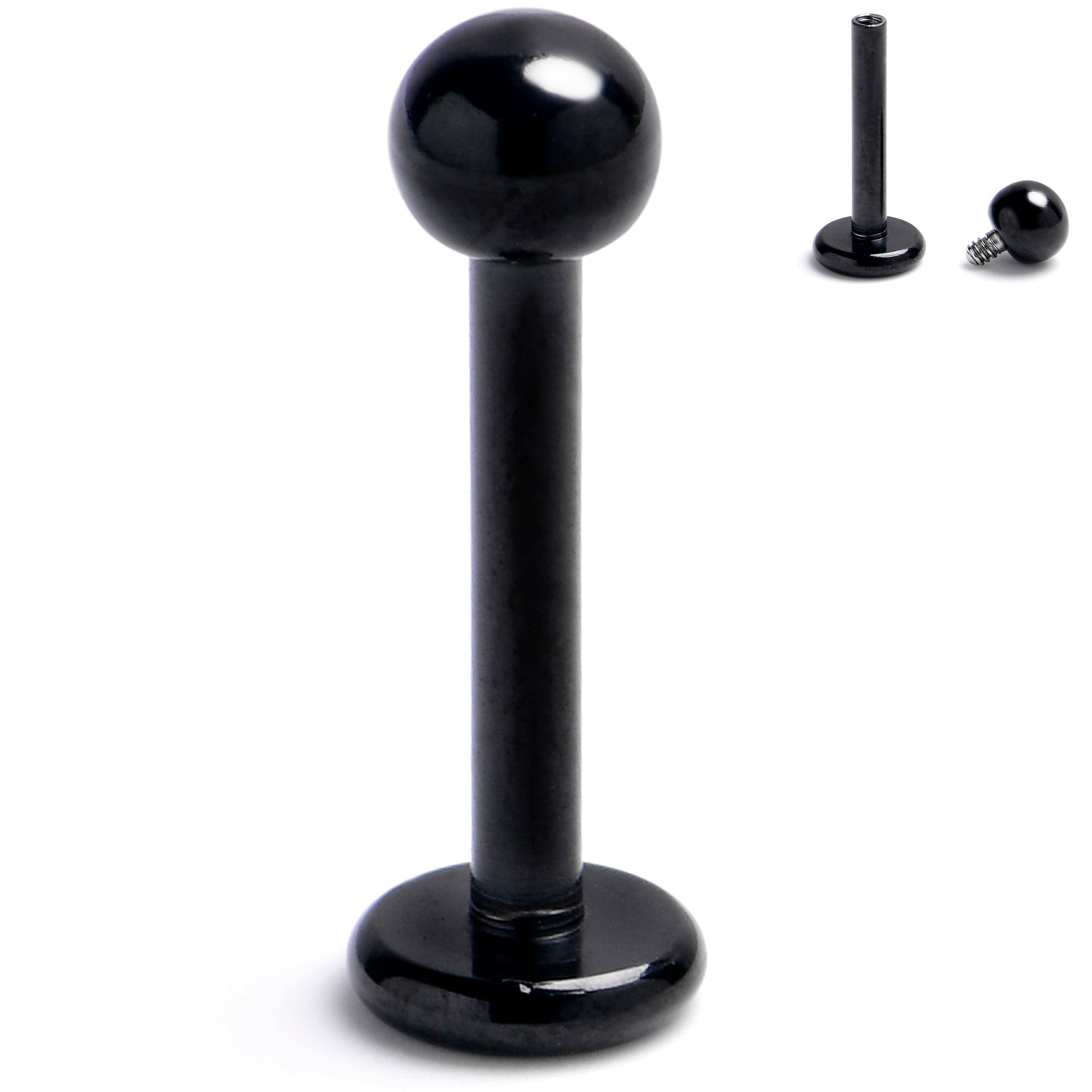 16G 5/16 Black Internally Threaded Ball End Labret Monroe Tragus