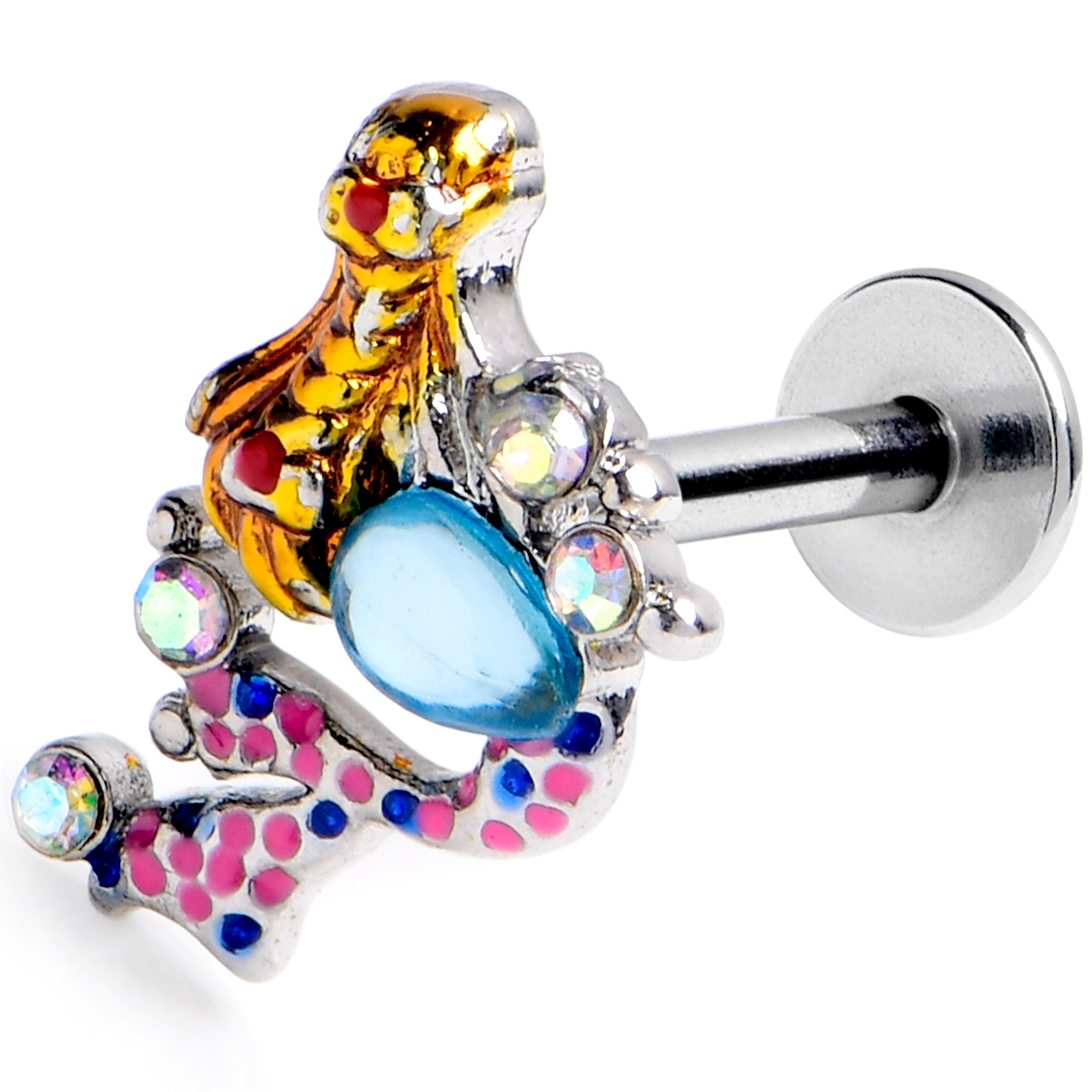 16G 1/4 Aurora Gem Abstract Mermaid Labret