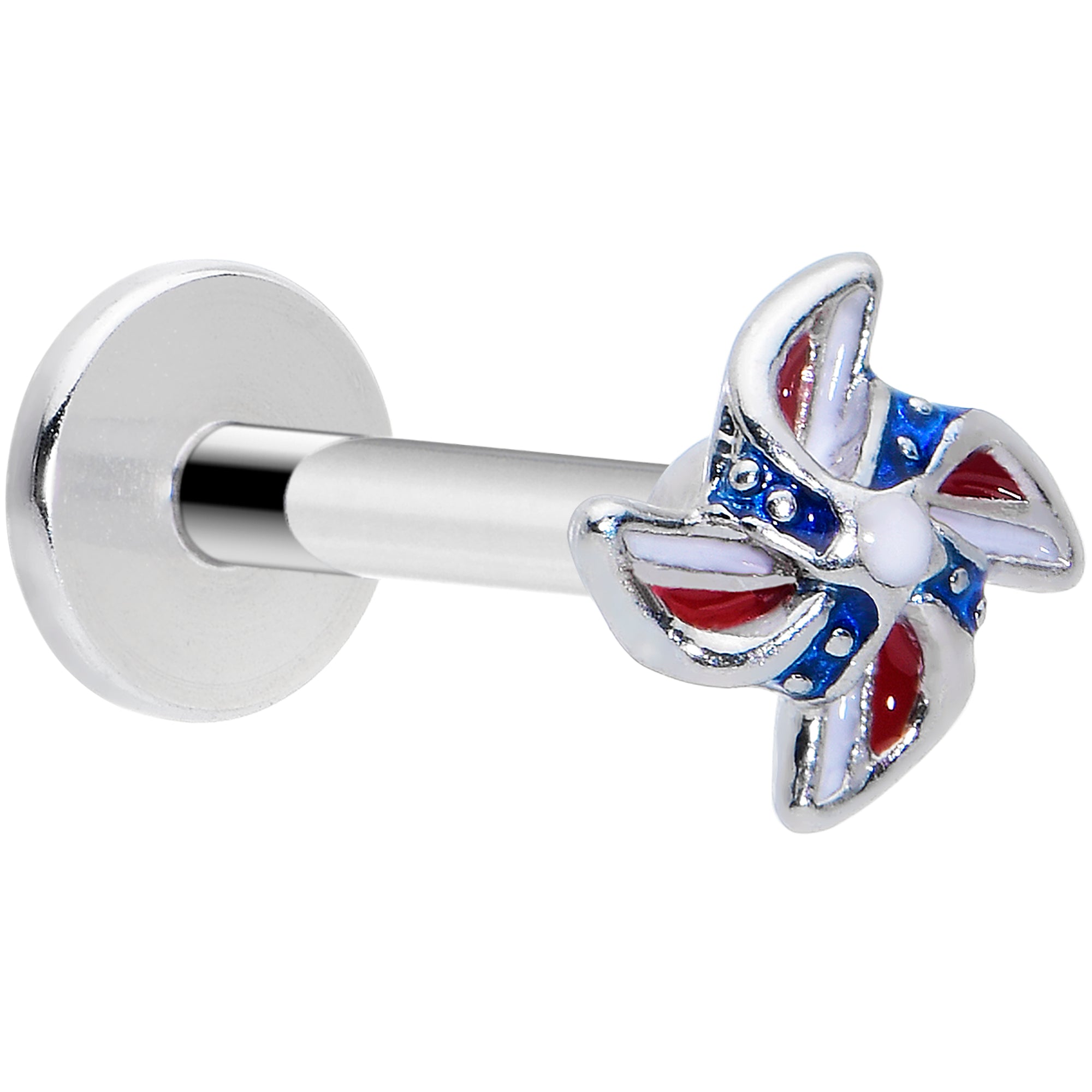16G 5/16 Patriotic Pinwheel Labret Monroe Tragus