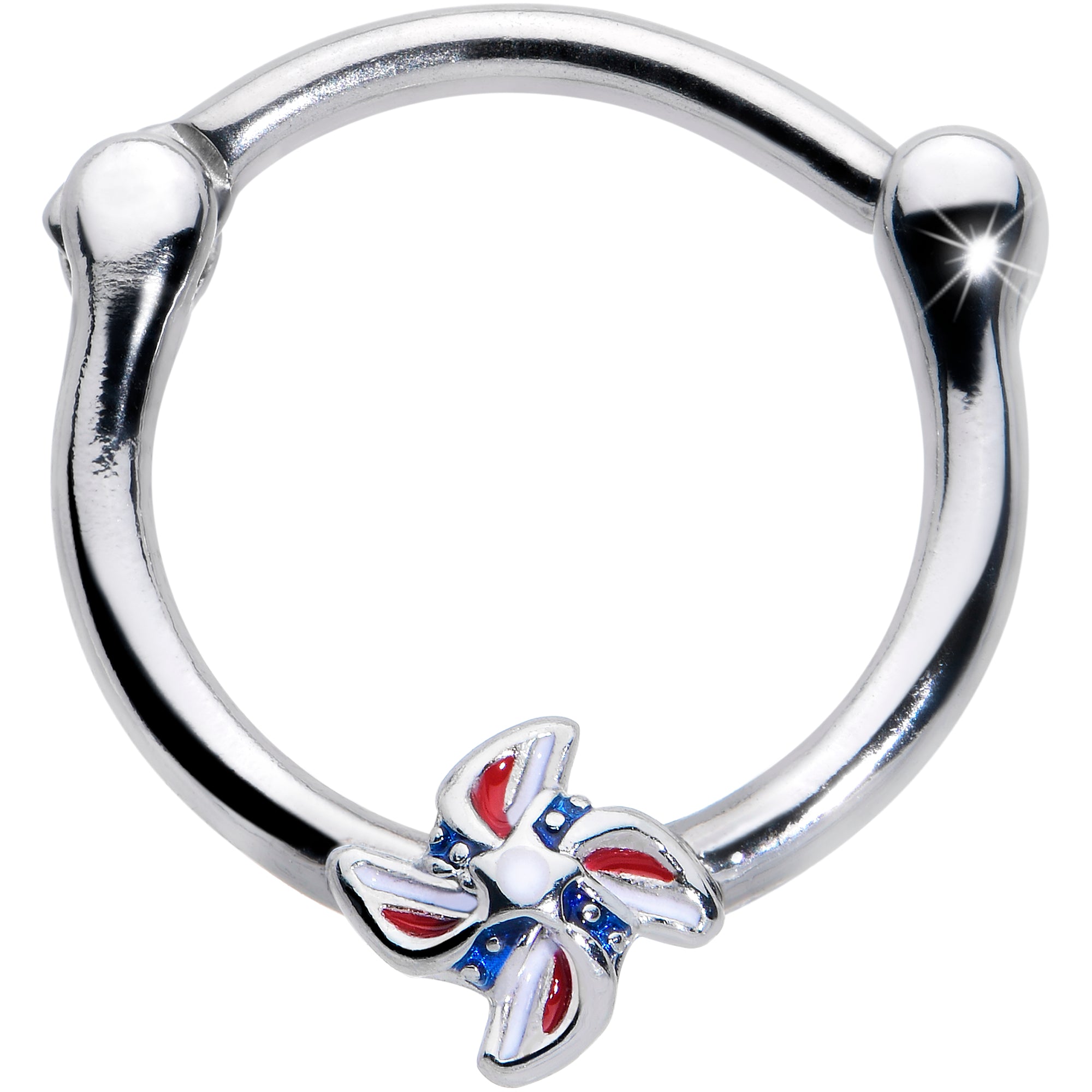 16G 3/8 Patriotic Pinwheel Cartilage Clicker