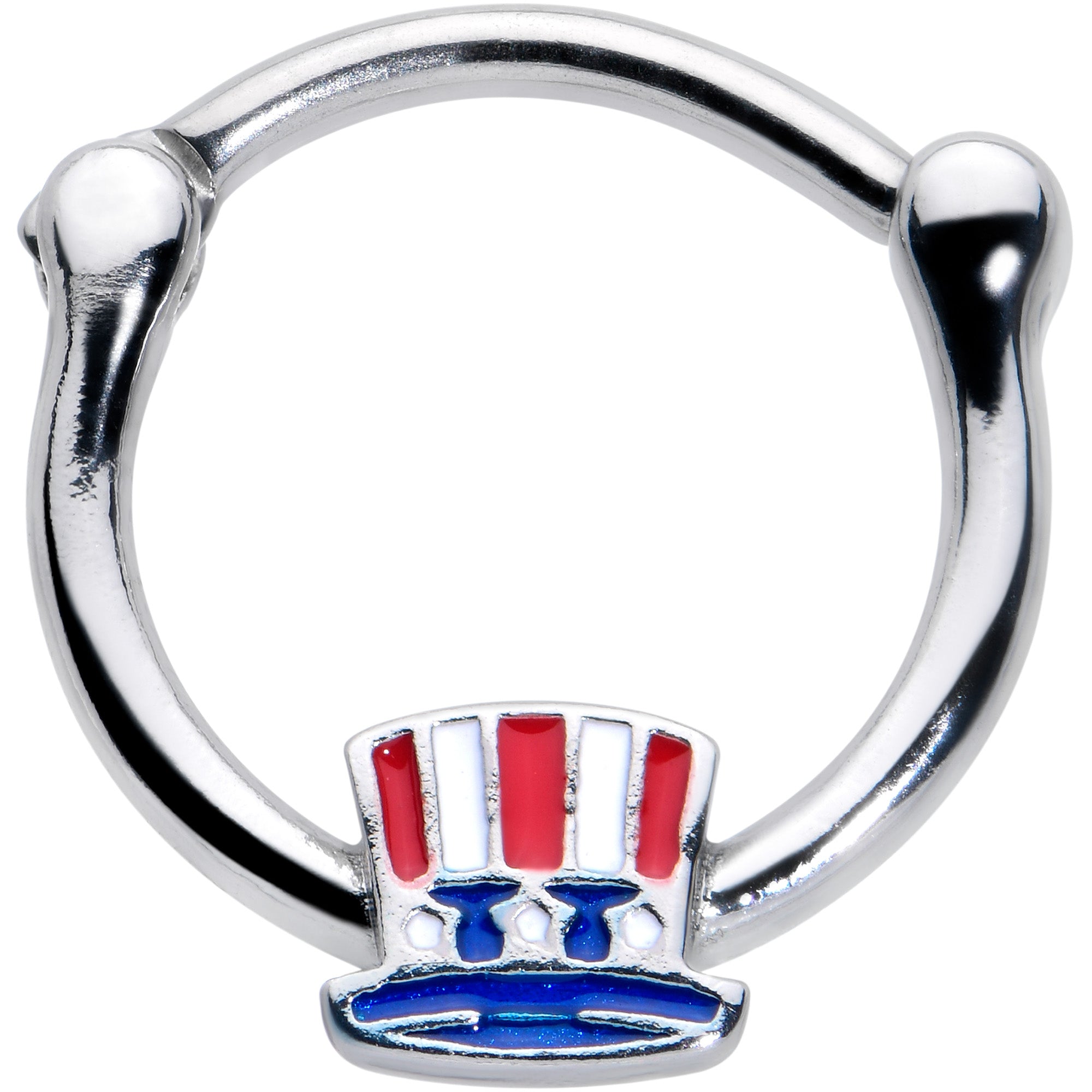 16G 3/8 Patriotic Uncle Sam Top Hat Cartilage Clicker