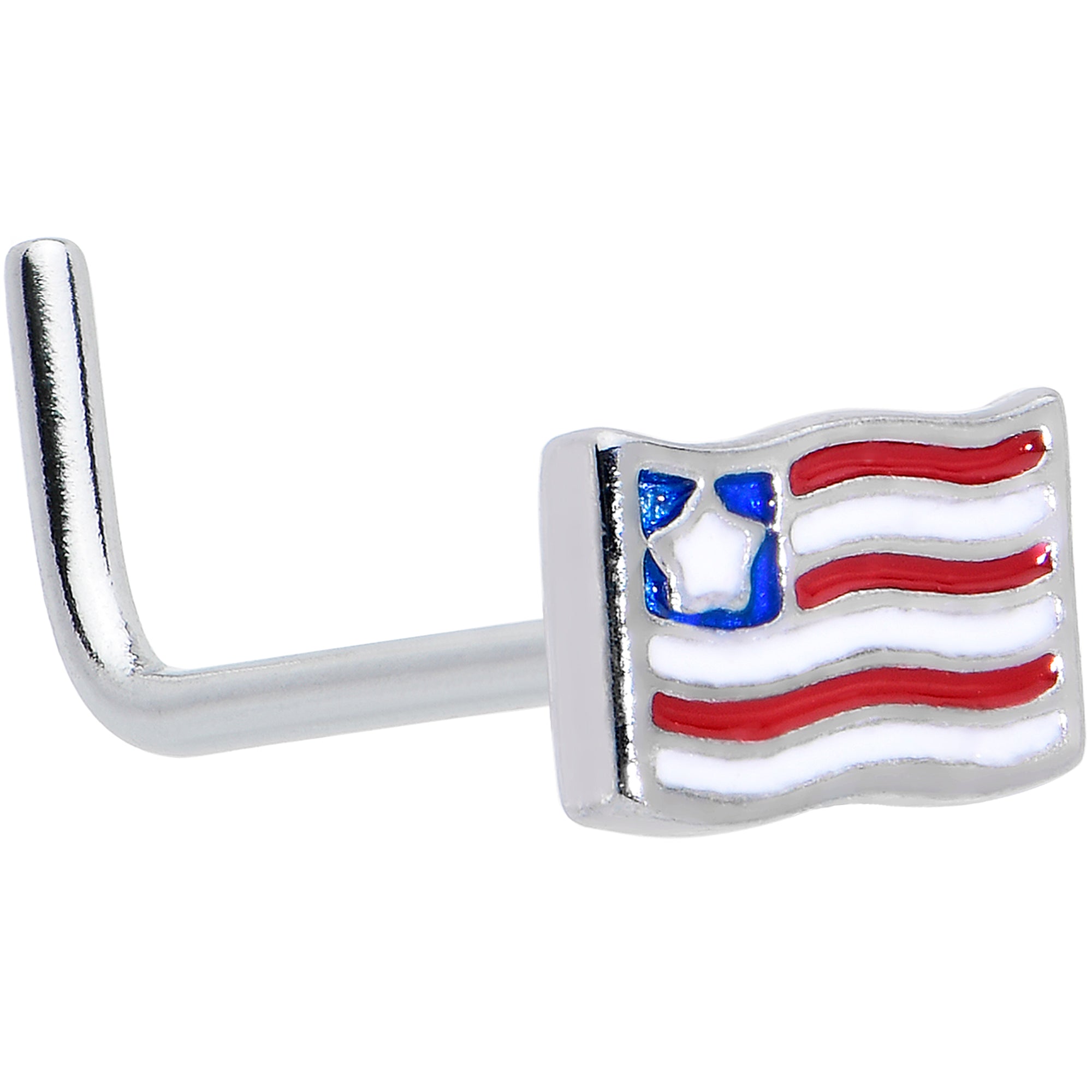 20G 7mm Patriotic Flag L Shape Nose Ring