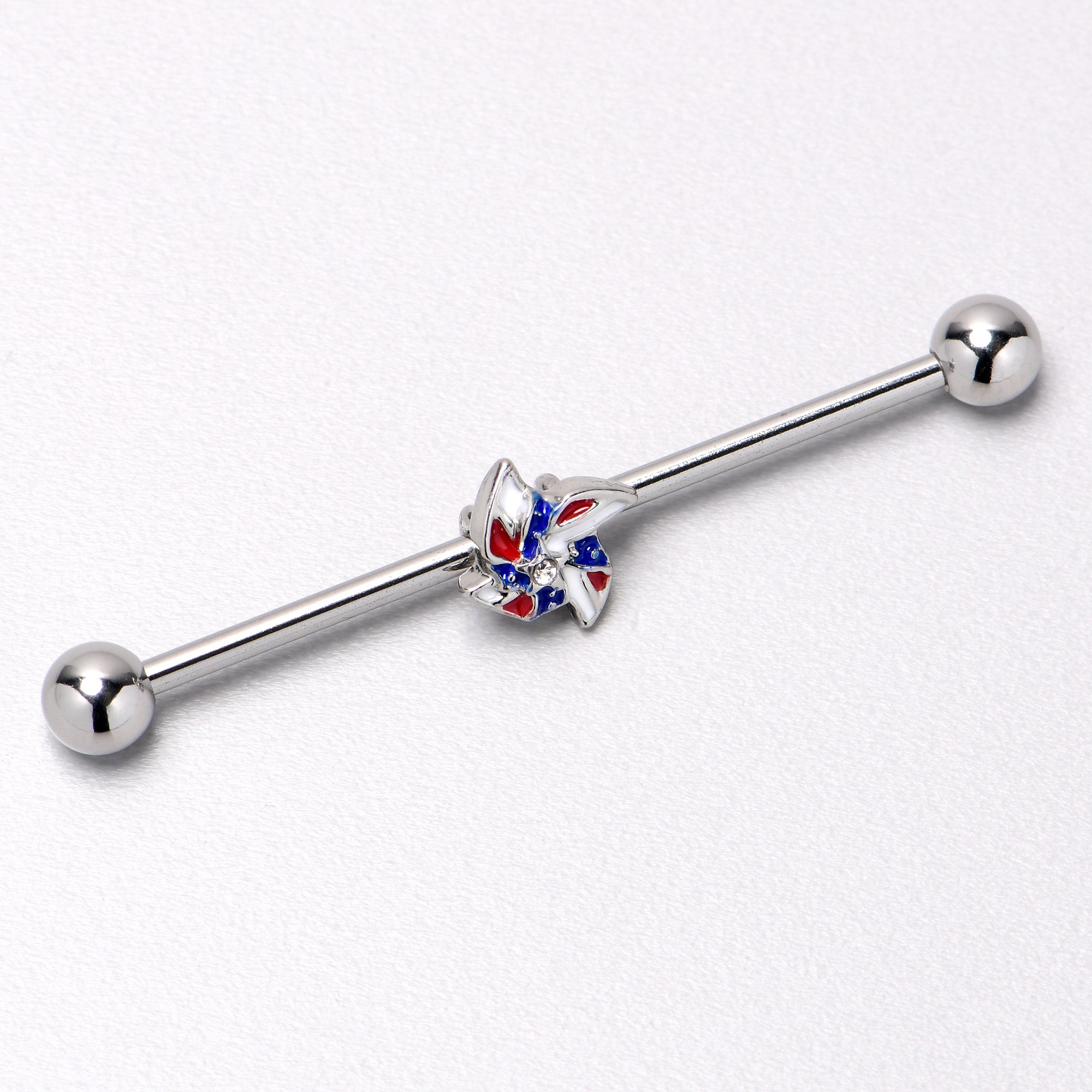 14G Patriotic Pinwheel Industrial Barbell 38mm