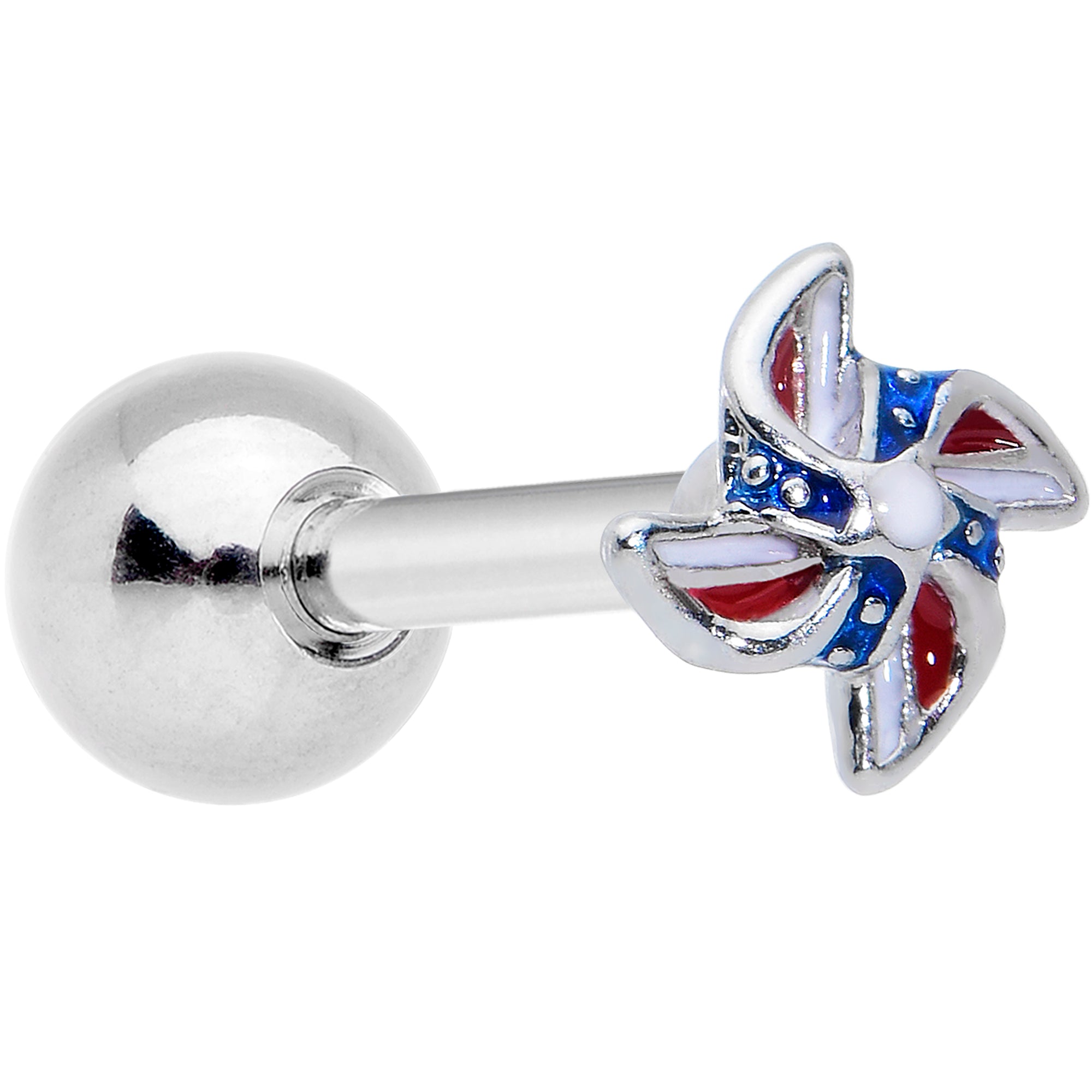 16G 1/4 Patriotic Pinwheel Cartilage Tragus Earring