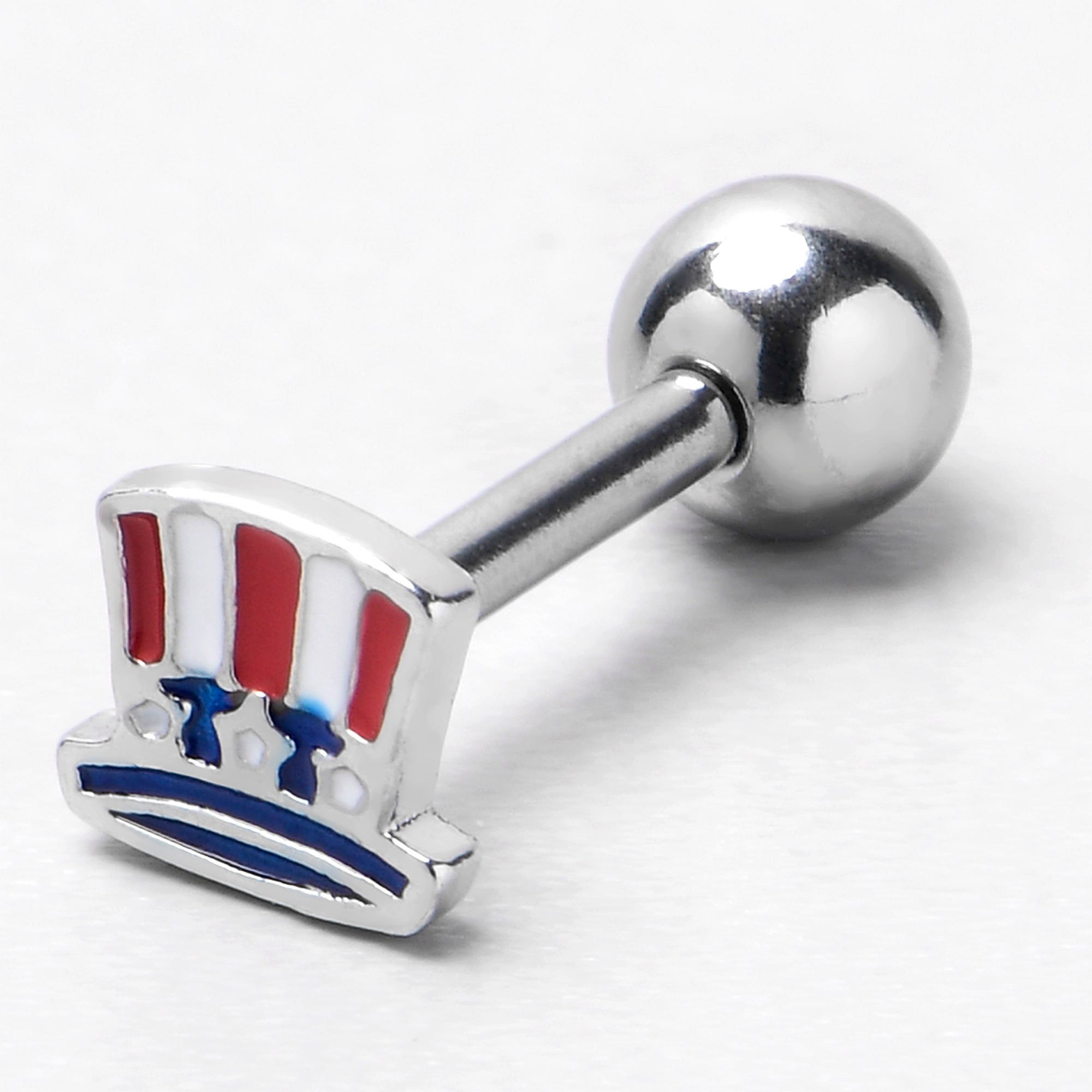 16G 1/4 Patriotic Uncle Sam Top Hat Cartilage Tragus Earring