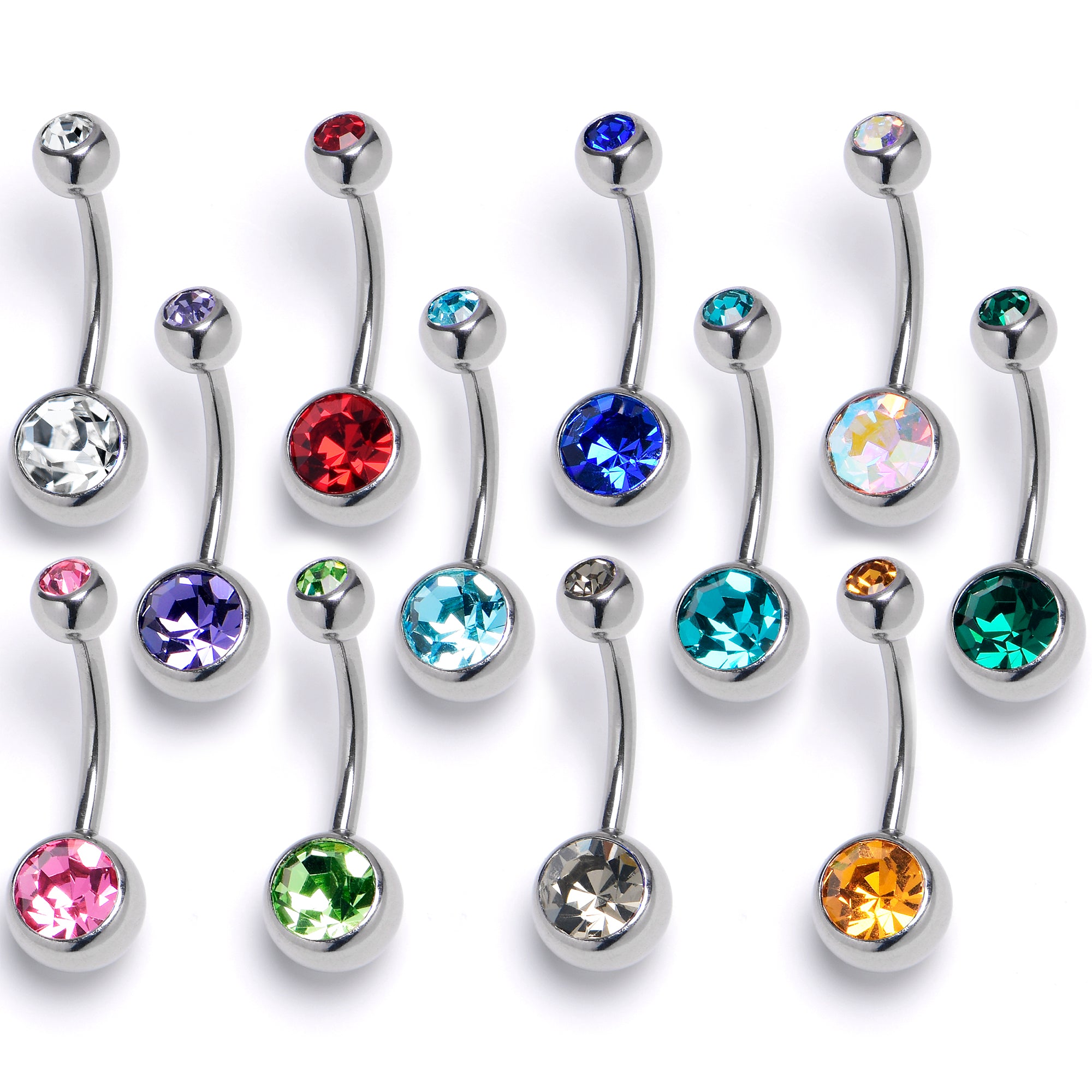 7-Pack 316L Surgical Steel Nose Screw Rings - Lab-Created CZ Gem, 20G, 6mm Length, Assorted Colors
