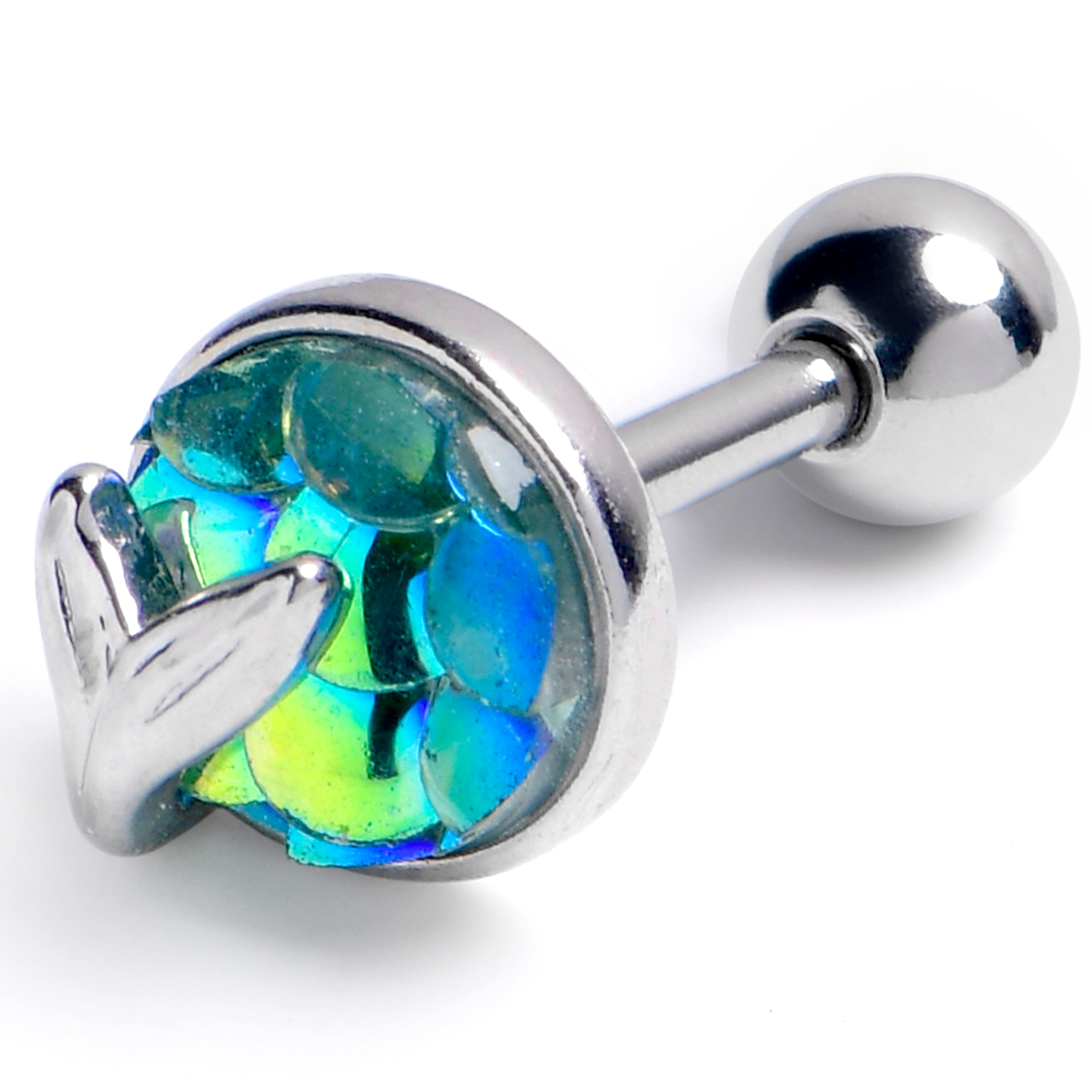 16G 1/4 Mermaid Light Blue Scale Tail Cartilage Tragus Earring