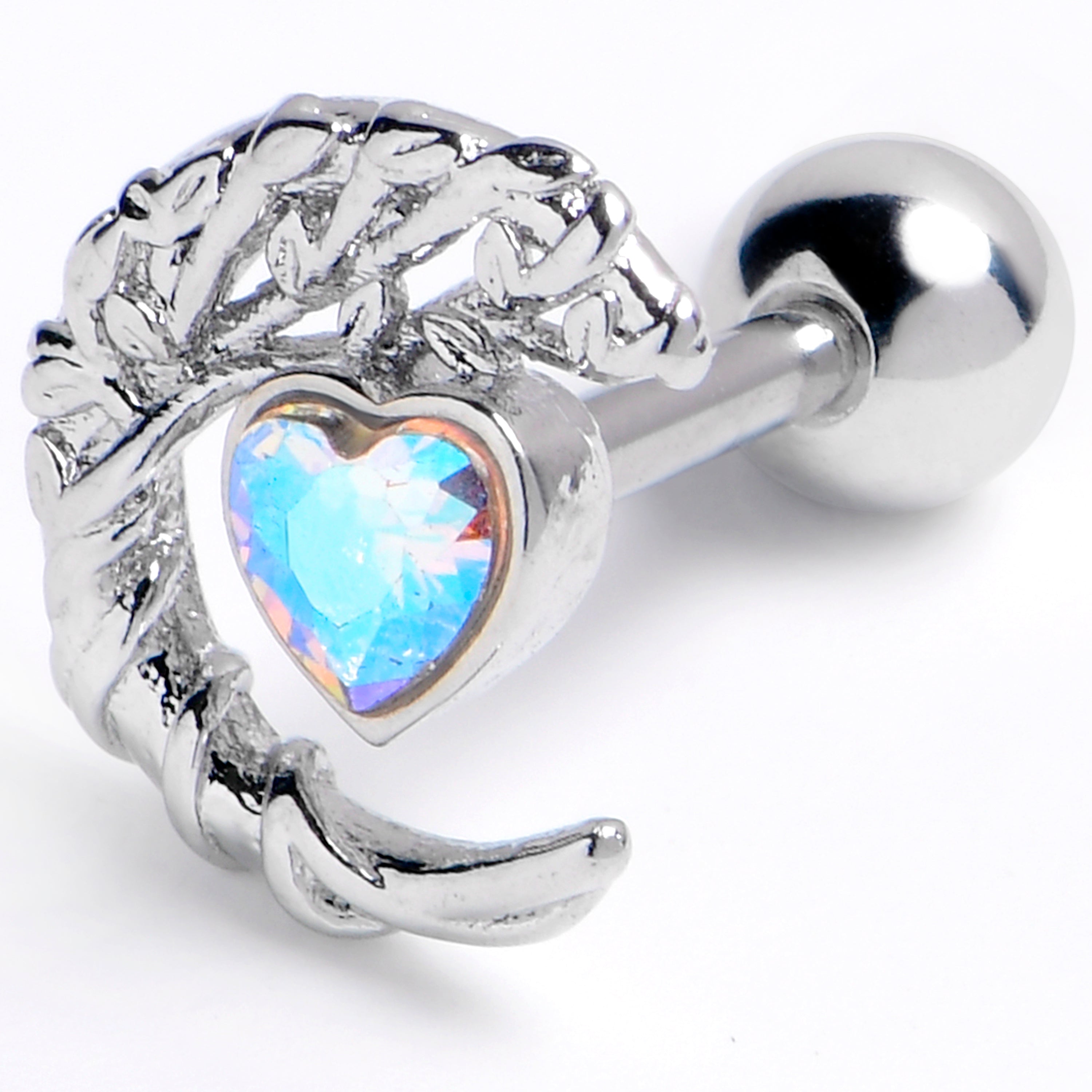 16G 1/4 Aurora Gem Woven Moon Star Cartilage Tragus Earring