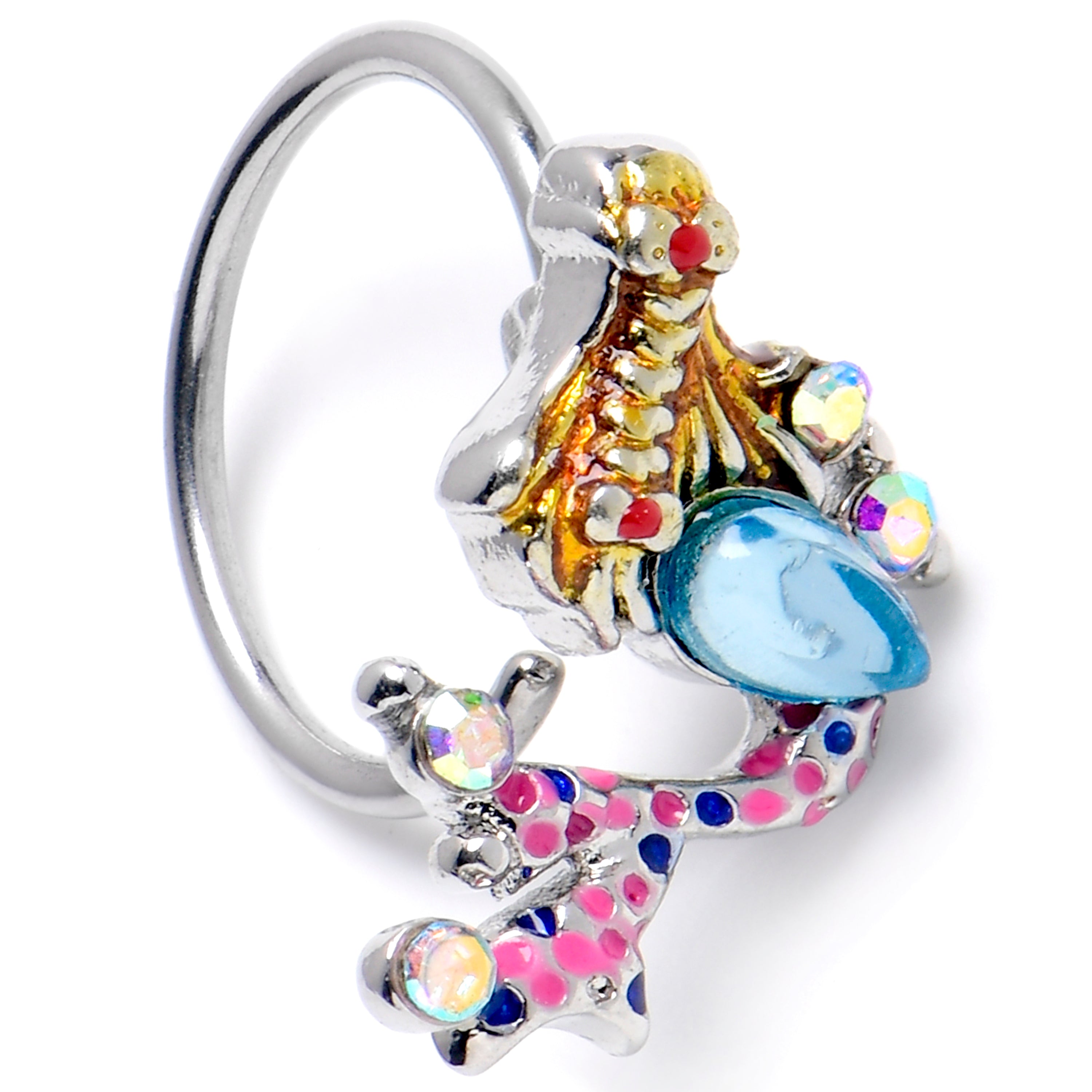 20G 5/16 Aurora Gem Abstract Mermaid Nose Hoop