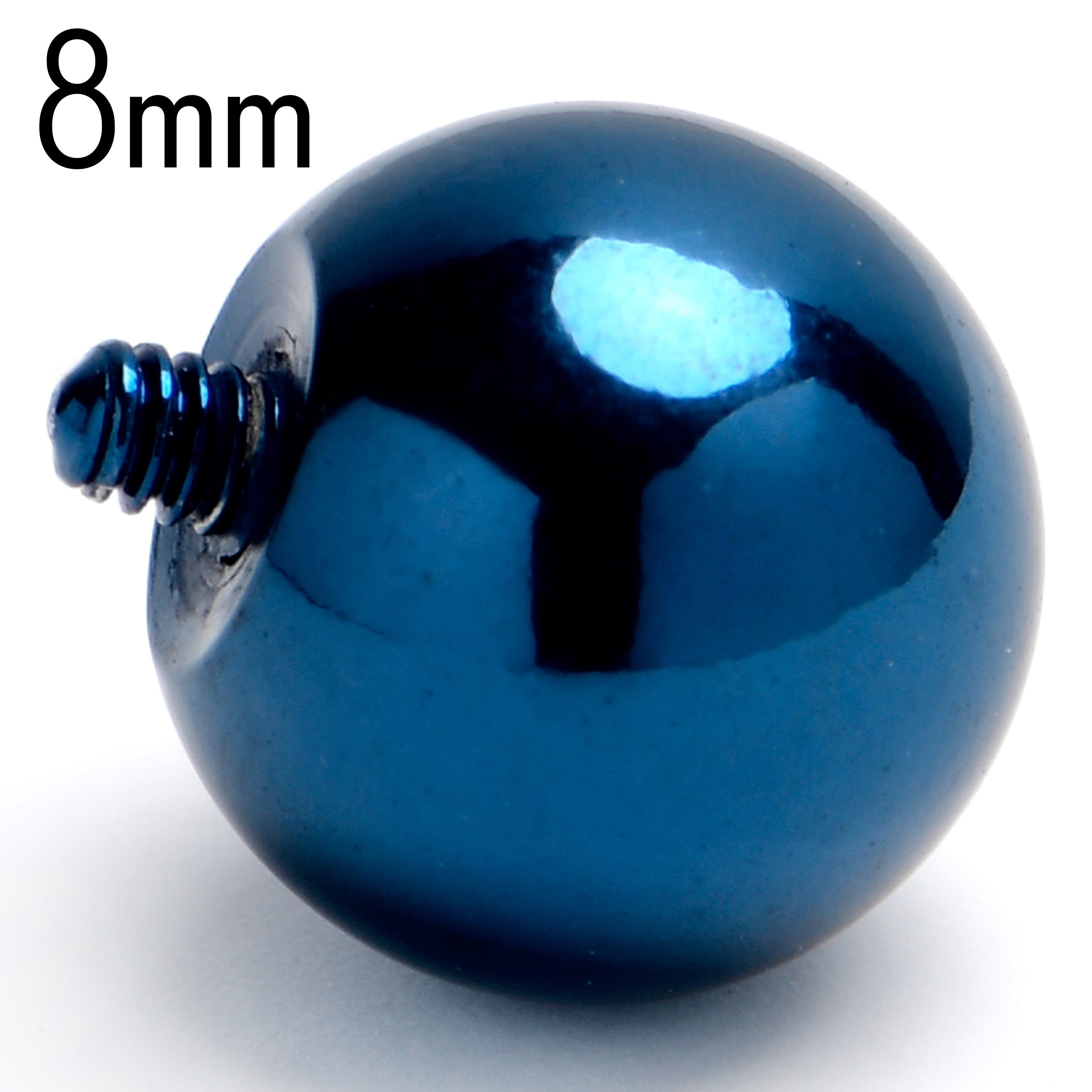 14G 8mm Blue Replacement Ball End Internally Threaded Jewelry