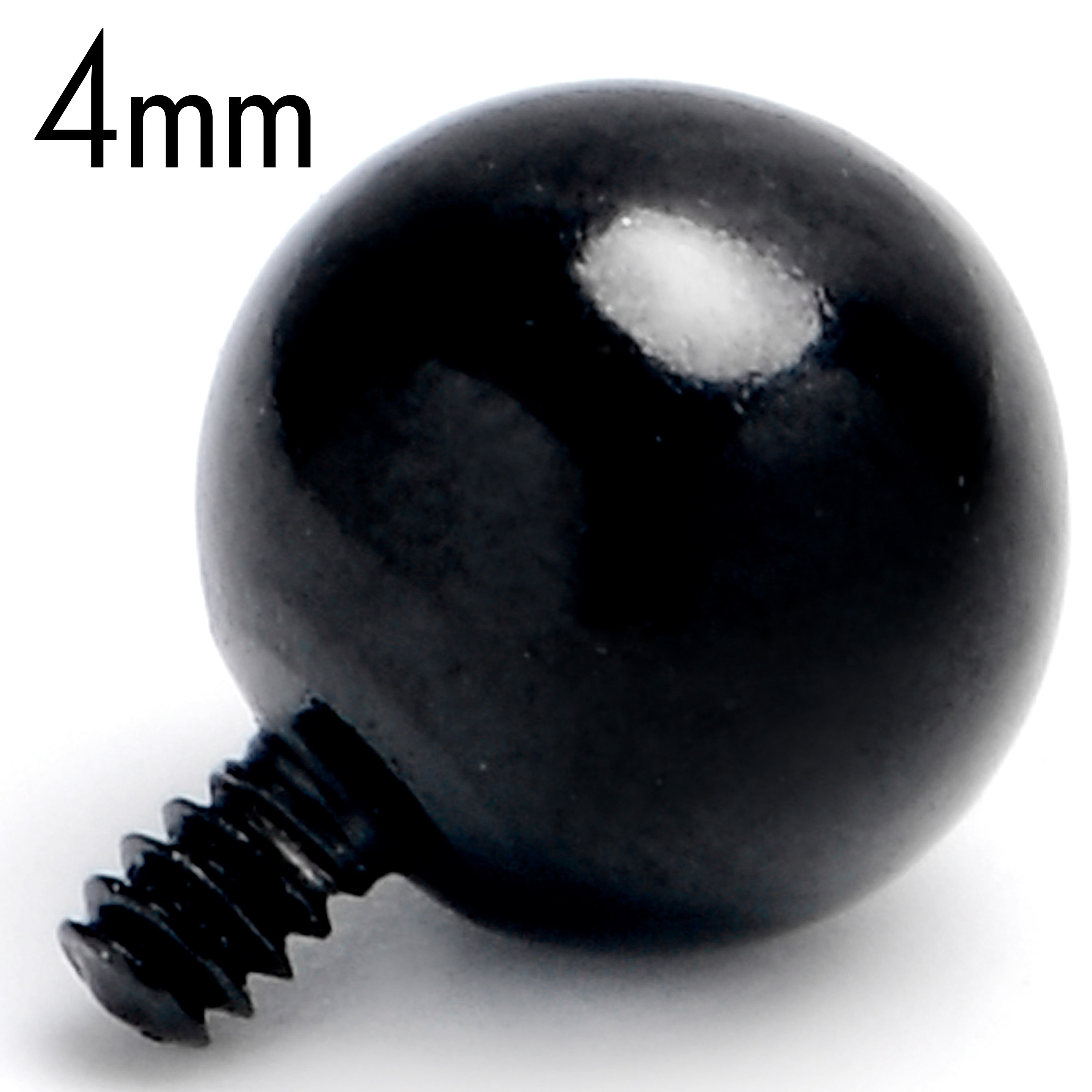 16G 4mm Black Replacement Ball End Internally Threaded Jewelry