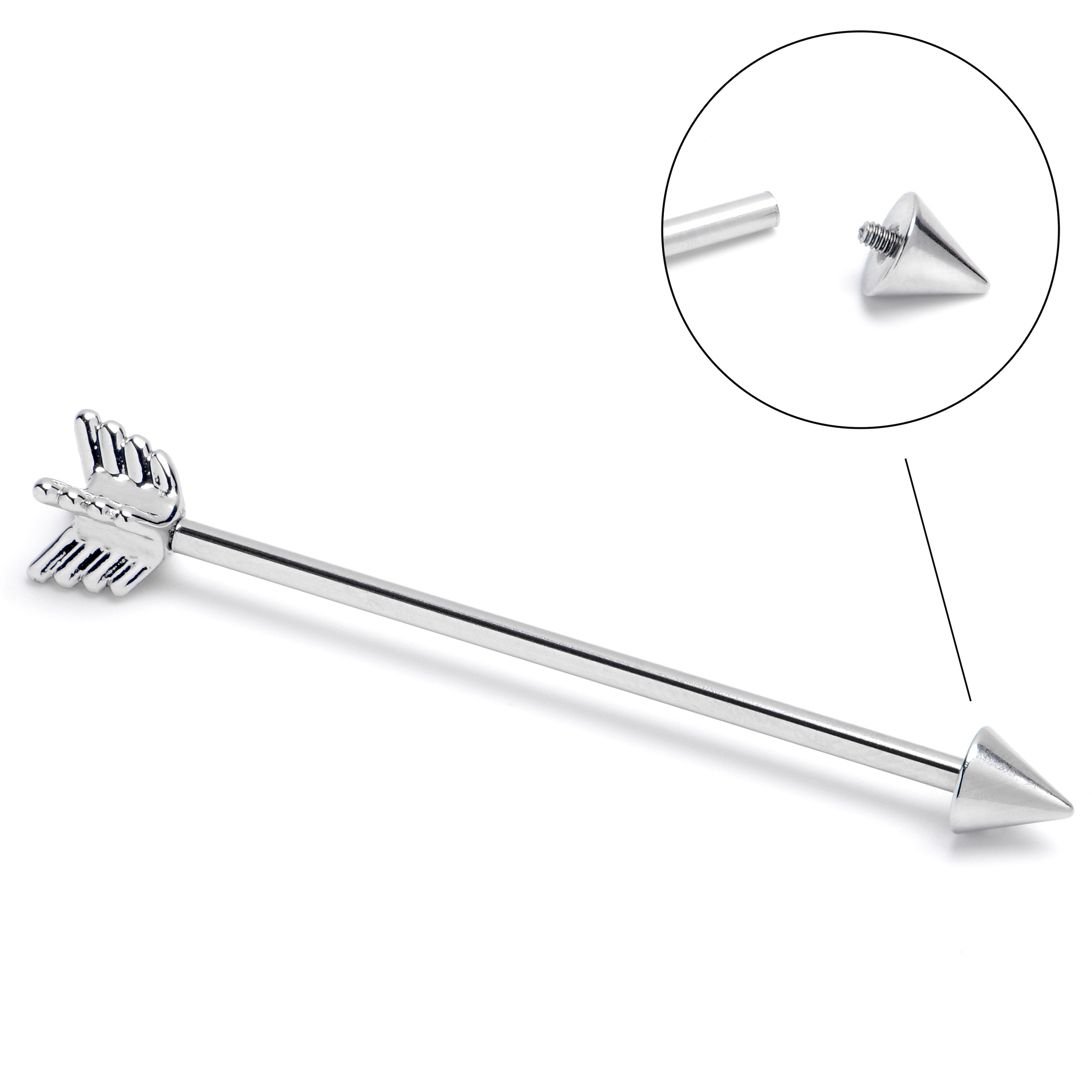 14G Internally Threaded Flying Arrow Industrial Barbell 38mm