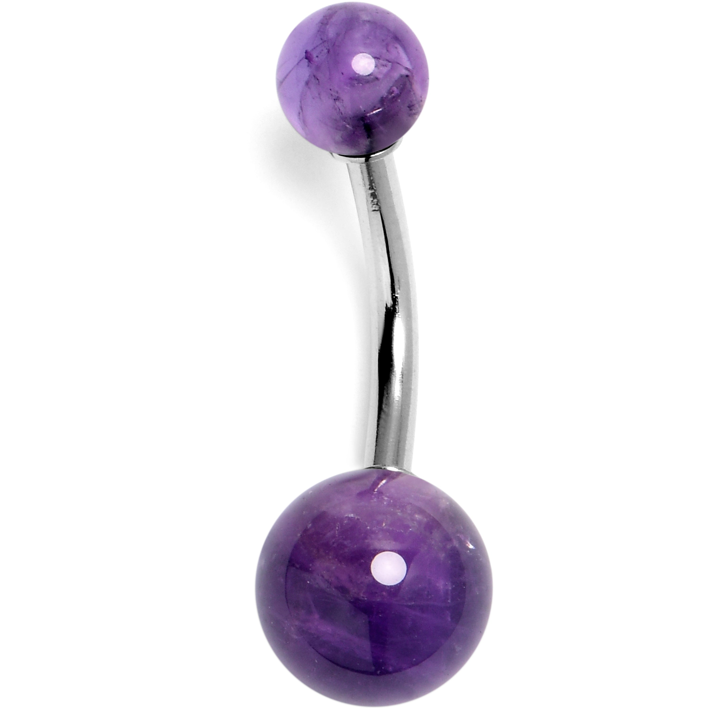 14G 3/8 Amethyst Natural Stone Belly Ring