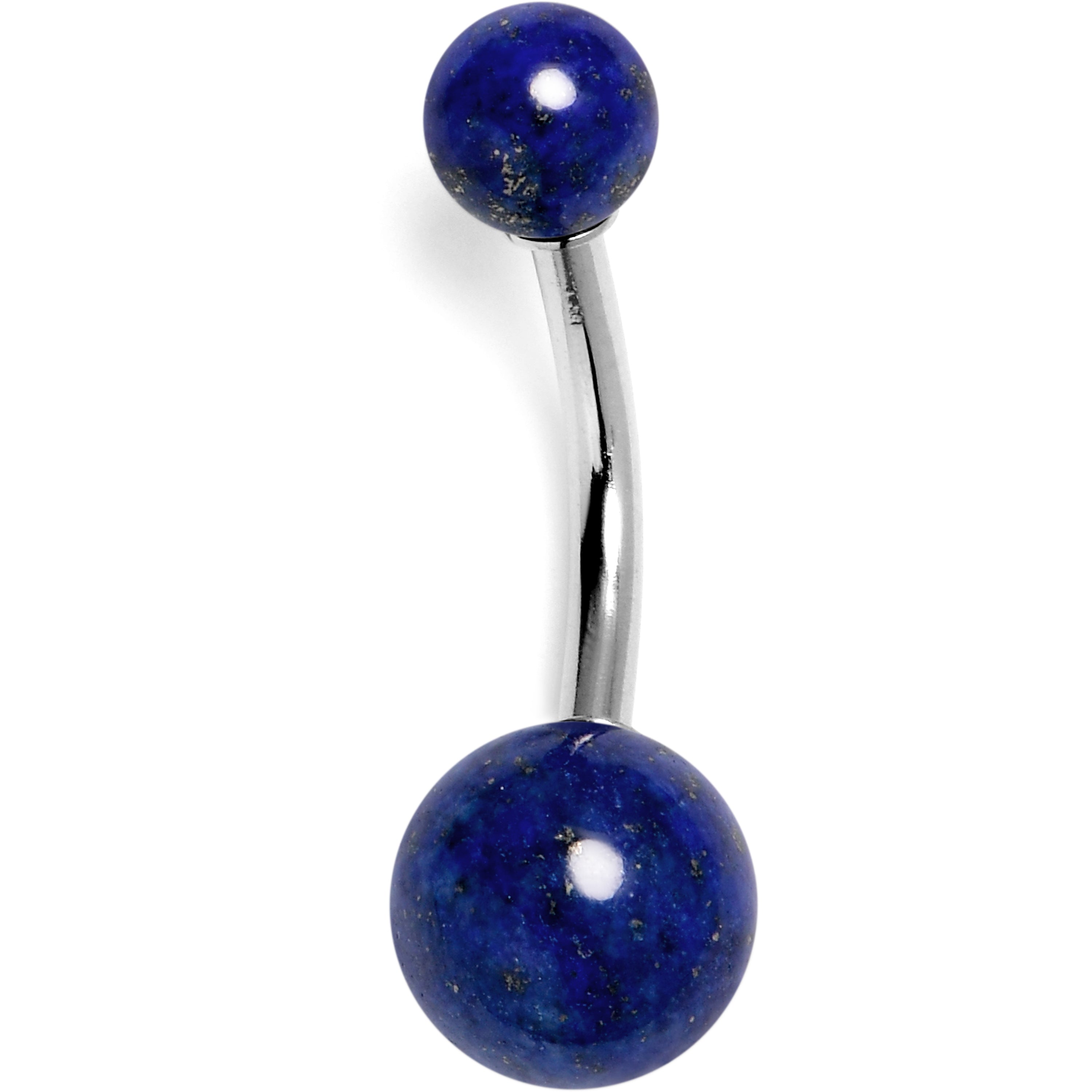 14G 3/8 Blue Lapis Natural Stone Belly Ring