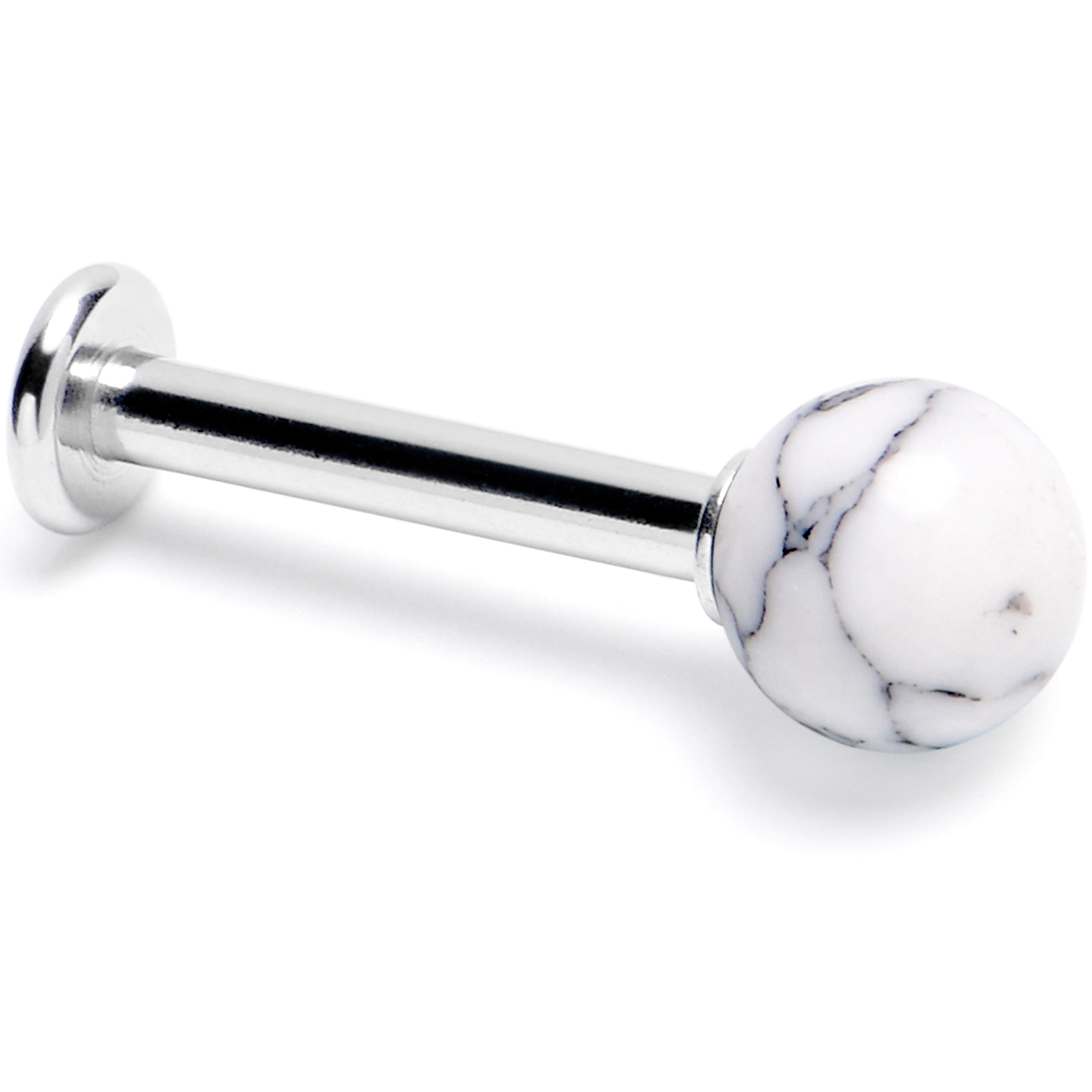 14G 3/8 White Howlite Natural Stone Labret Tragus Earring