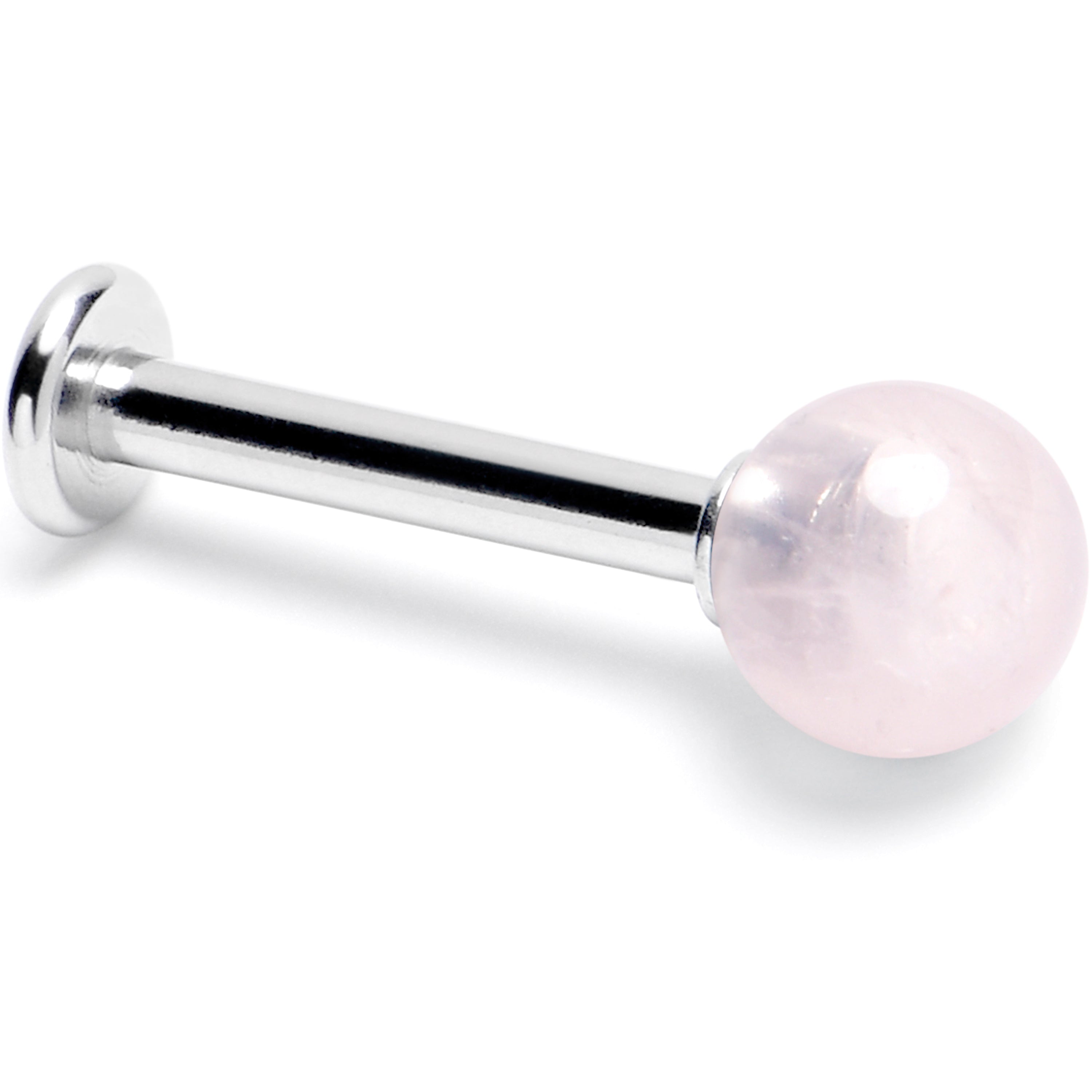 14G 3/8 Pink Crystal Natural Stone Labret Tragus Earring