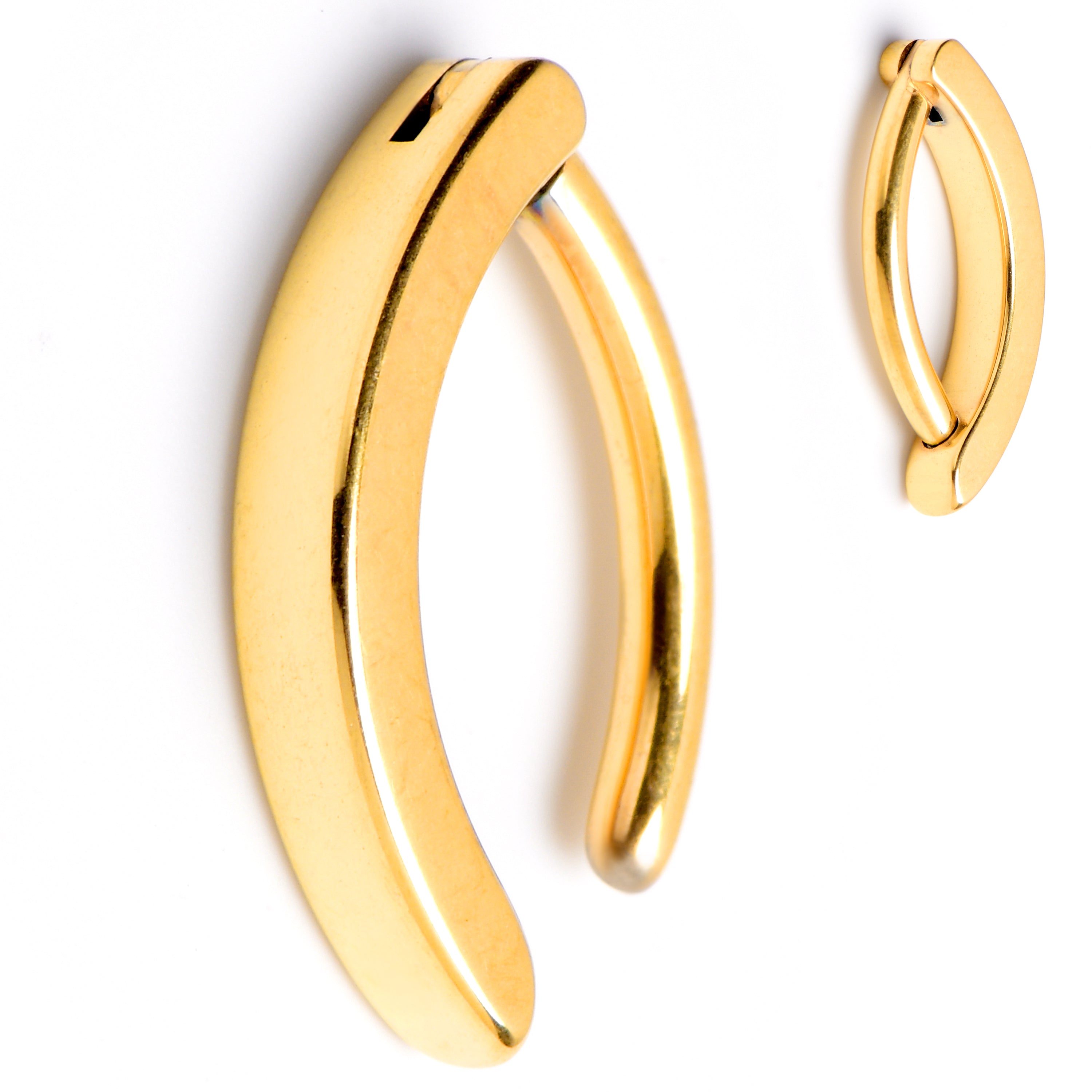 14G 3/8 Gold Tone ASTM F-136 Implant Grade Titanium Hinged Hoop Belly Ring