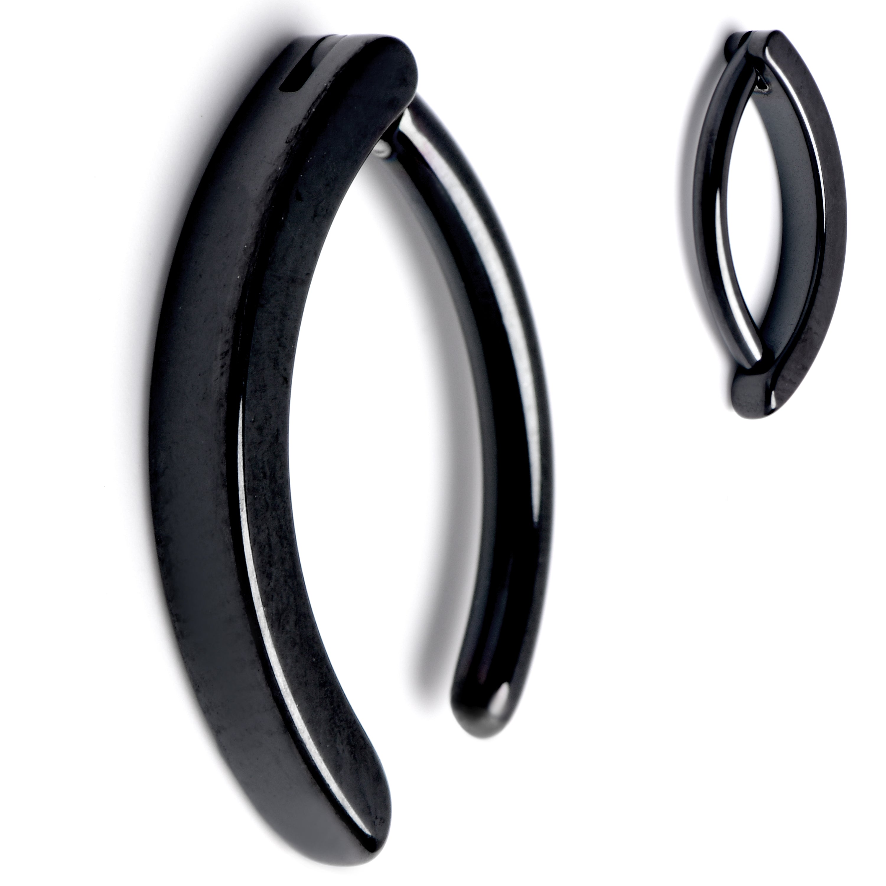 14G 1/2 Black ASTM F-136 Implant Grade Titanium Hinged Hoop Belly Ring