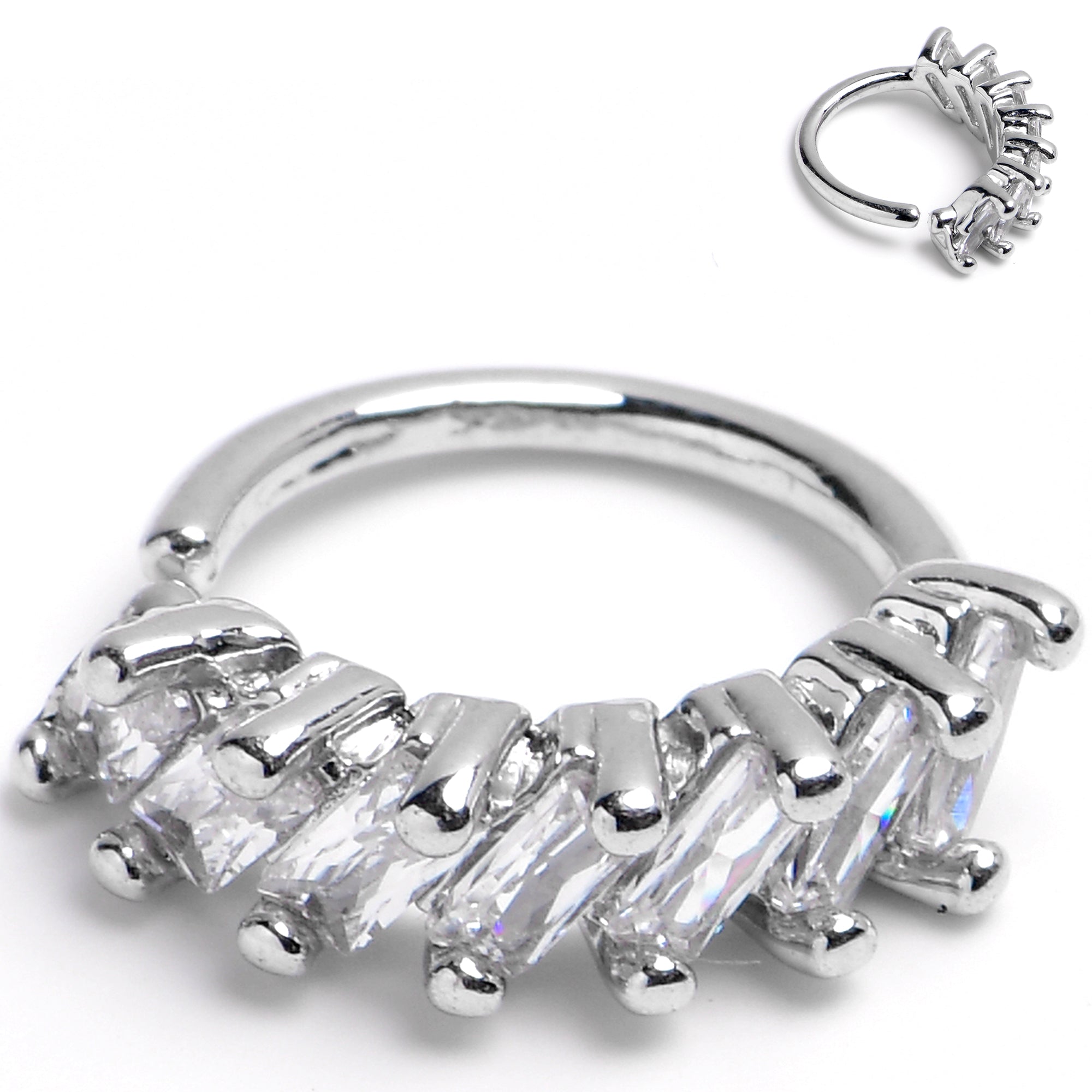 18G 5/16 Princess Cubic Zirconia Bendable Hoop