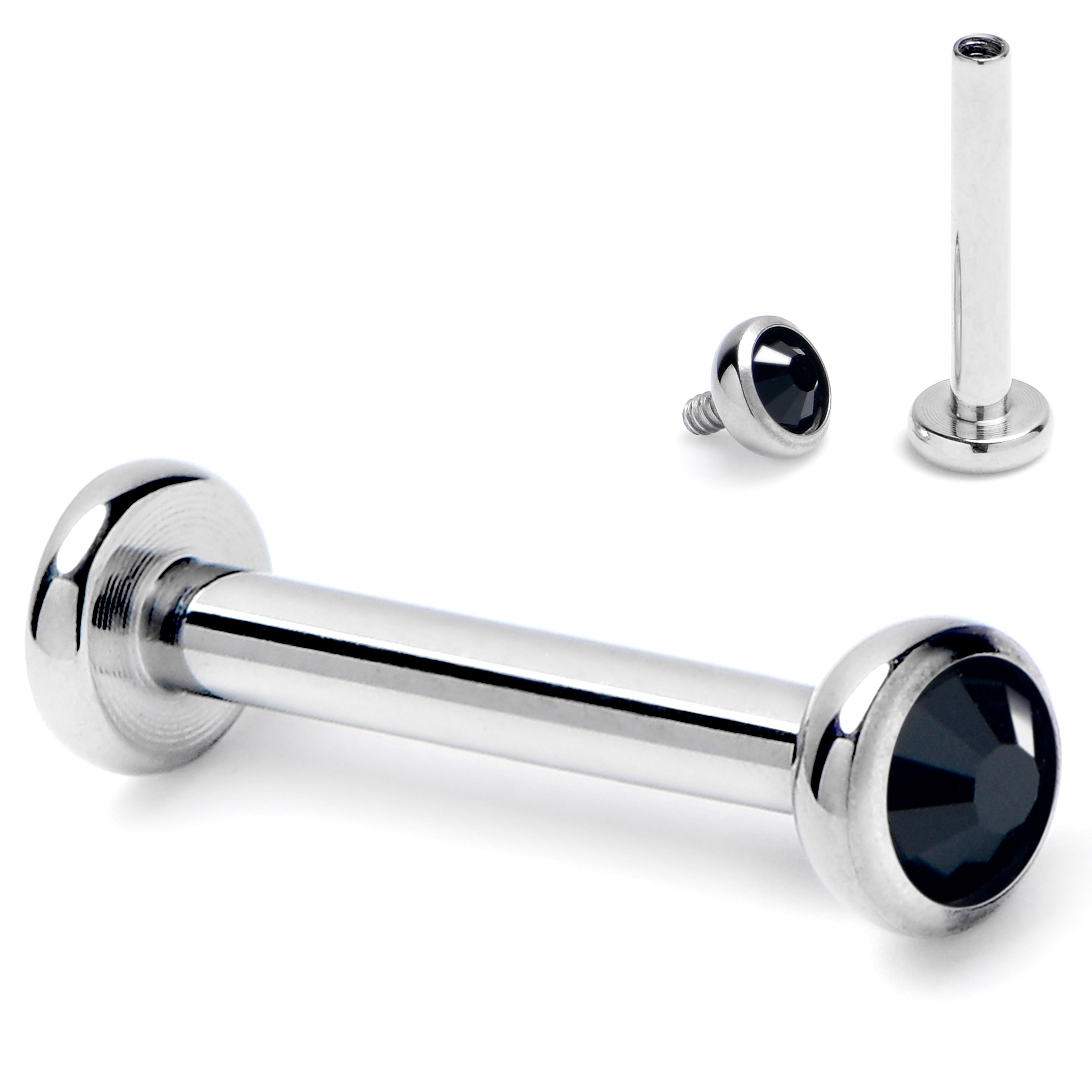 16G 5/16 Black CZ Gem ASTM F-136 Implant Grade Titanium Internally Threaded Labret