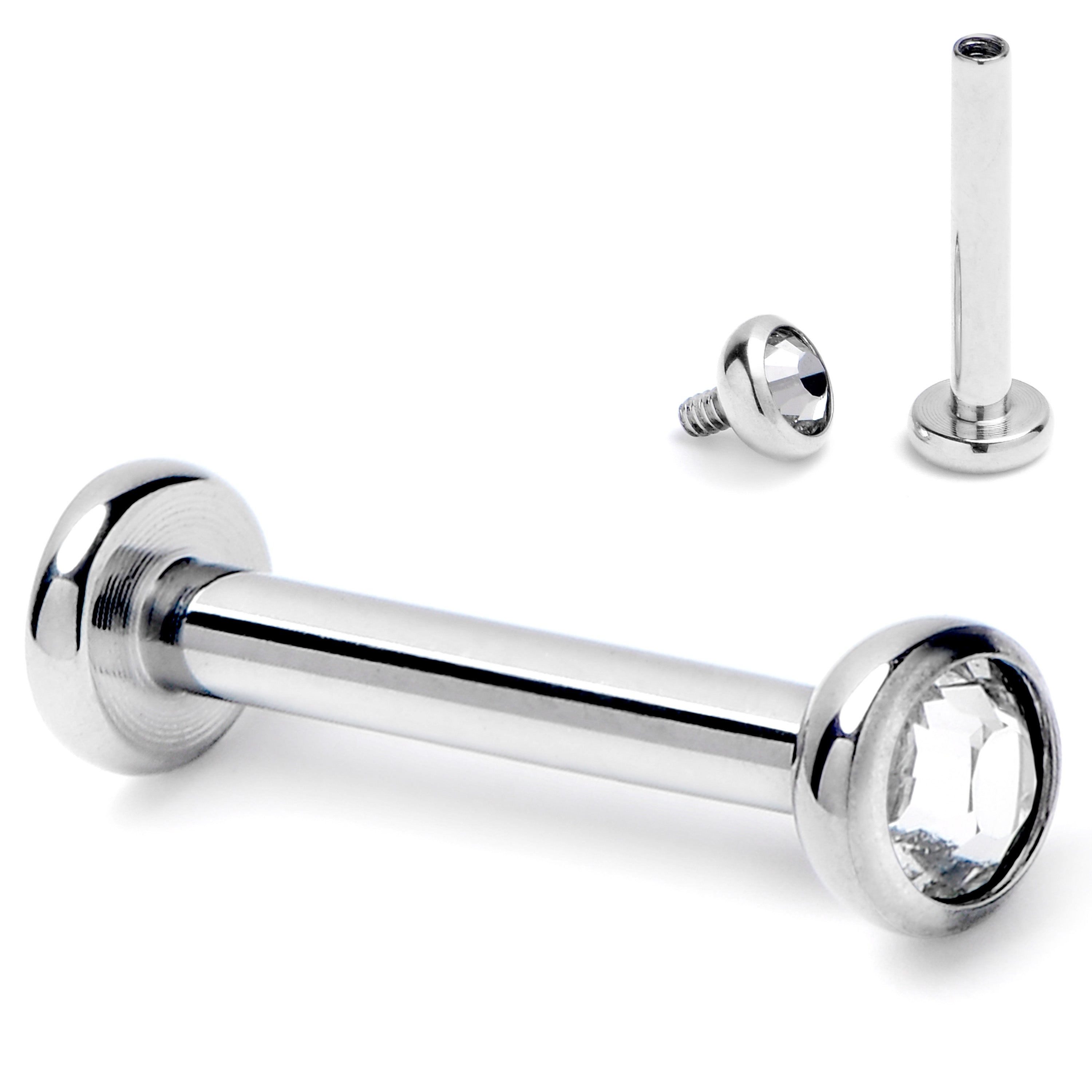 16G 5/16 Clear CZ Gem ASTM F-136 Implant Grade Titanium Internally Threaded Labret