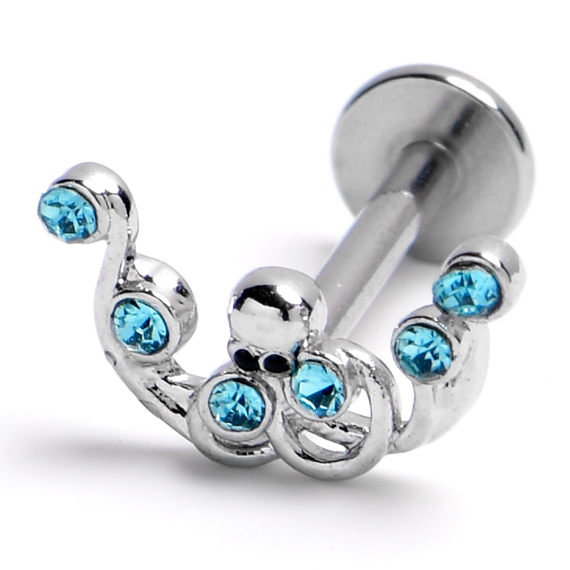 16G Blue Empress Flat Back Tragus Helix Cartilage Earring