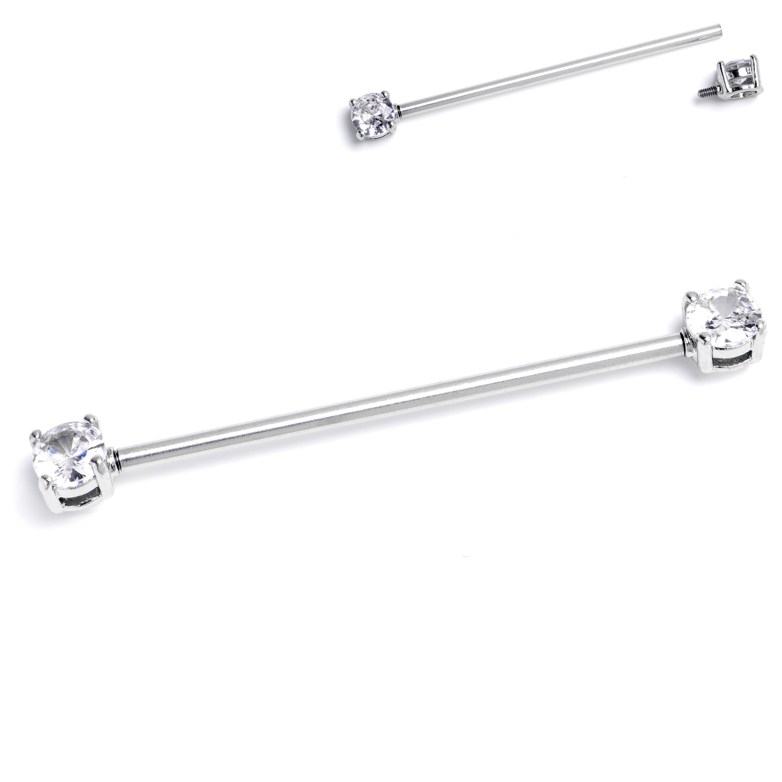 14G Clear Gem Internally Threaded Industrial Barbell 38mm