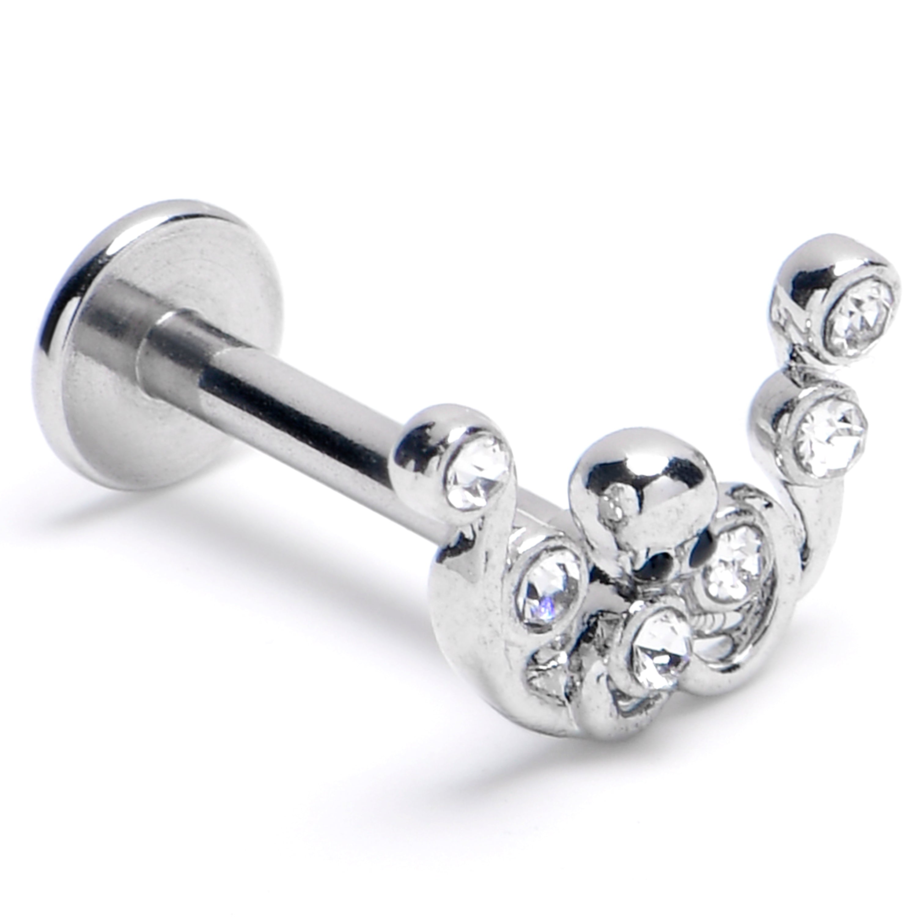 16G 5/16 Clear Gem Scrolling Elegance Labret Monroe Tragus