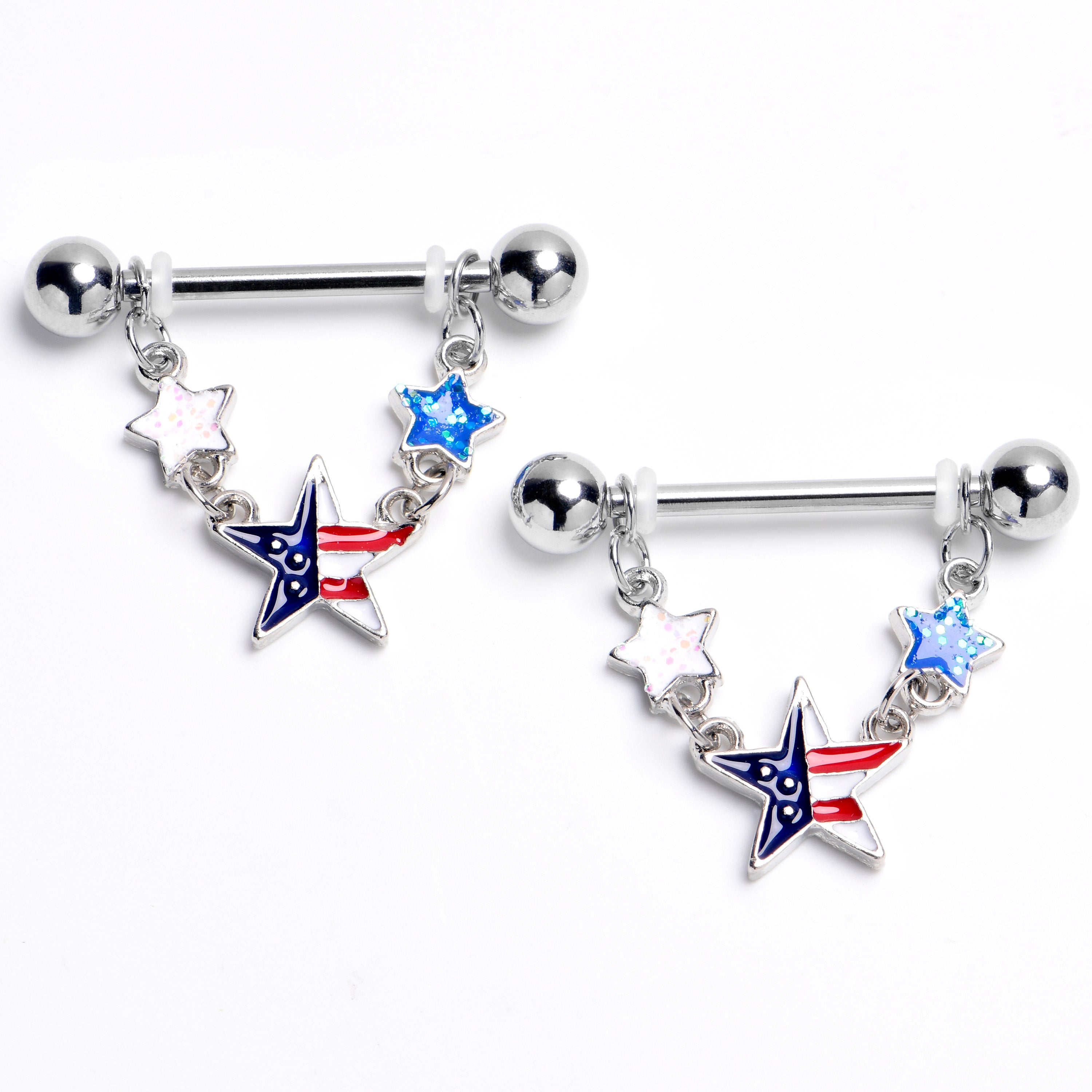 Body Piercing Long Nipple Rings Sapphire 3-Prong Titanium Nipple
