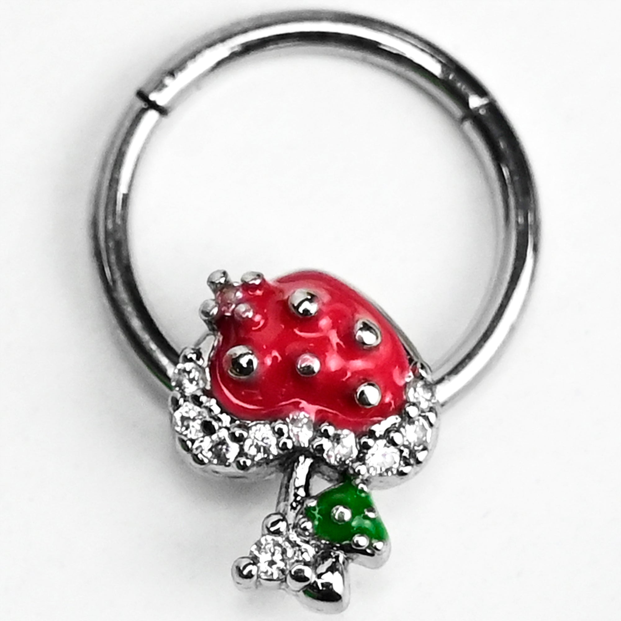 16G 3/8 Clear Gem Glamour Shroom Hinged Segment Ring