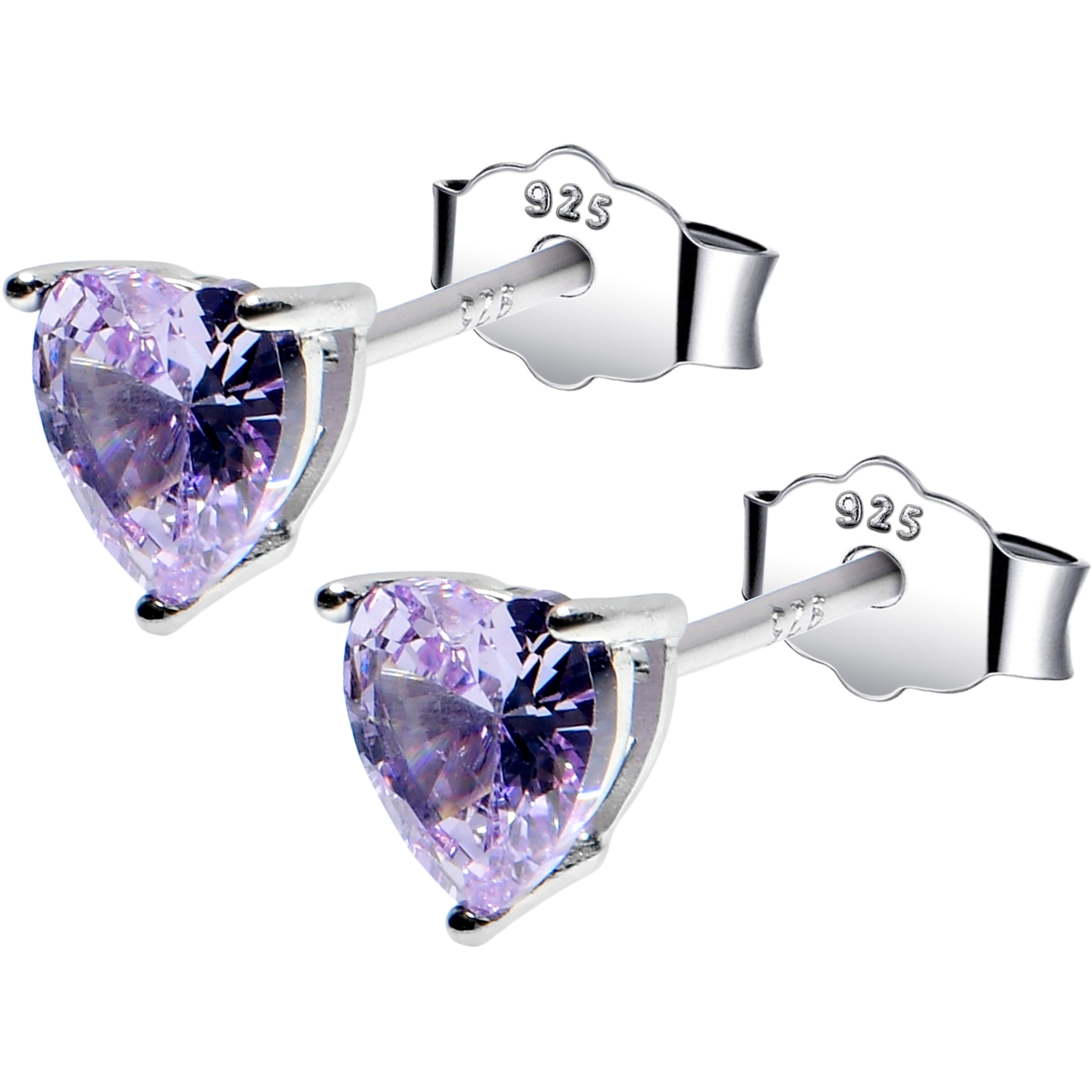 5mm CZ Heart 925 Sterling Silver June Birthstone Stud Earrings