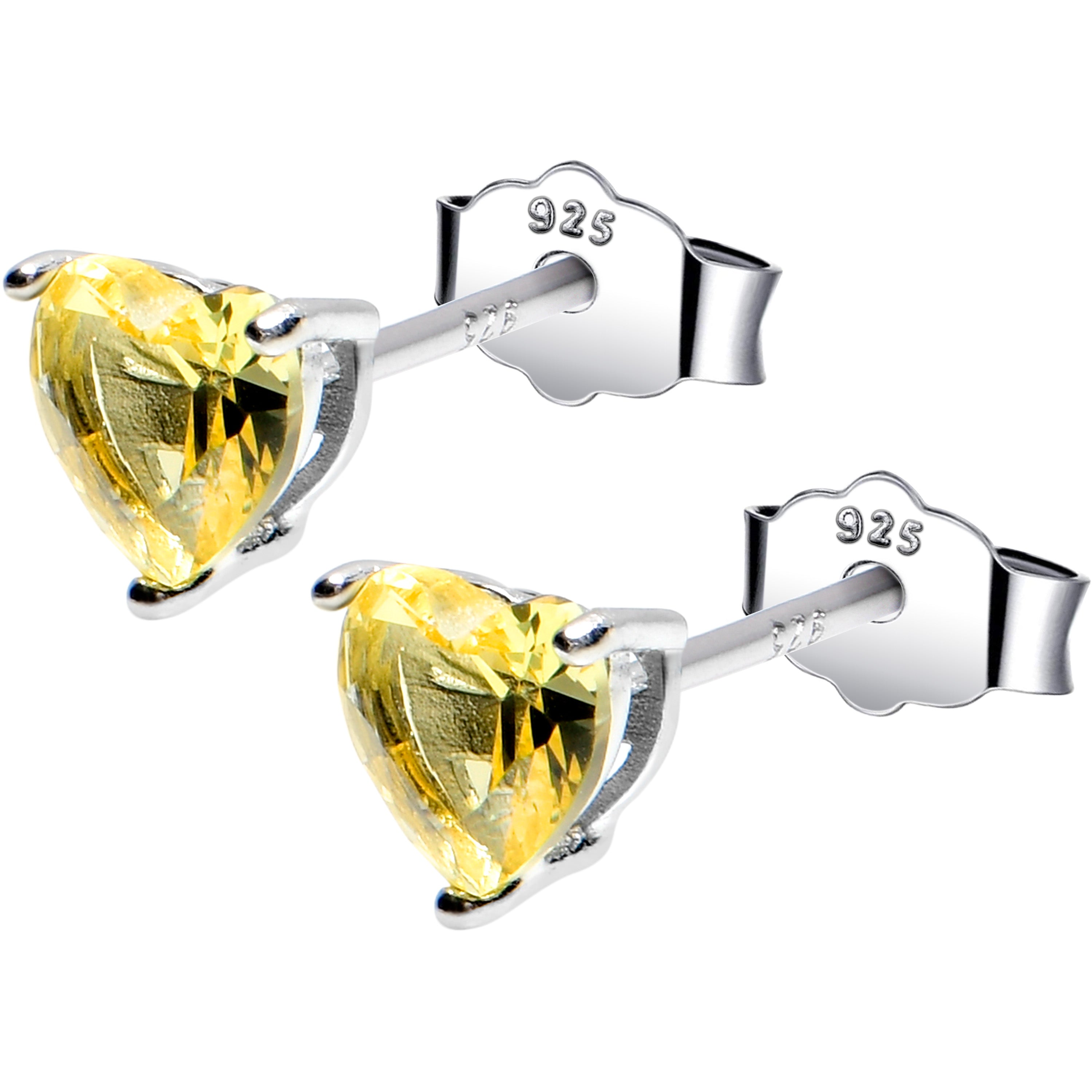 5mm CZ Heart 925 Sterling Silver November Birthstone Stud Earrings