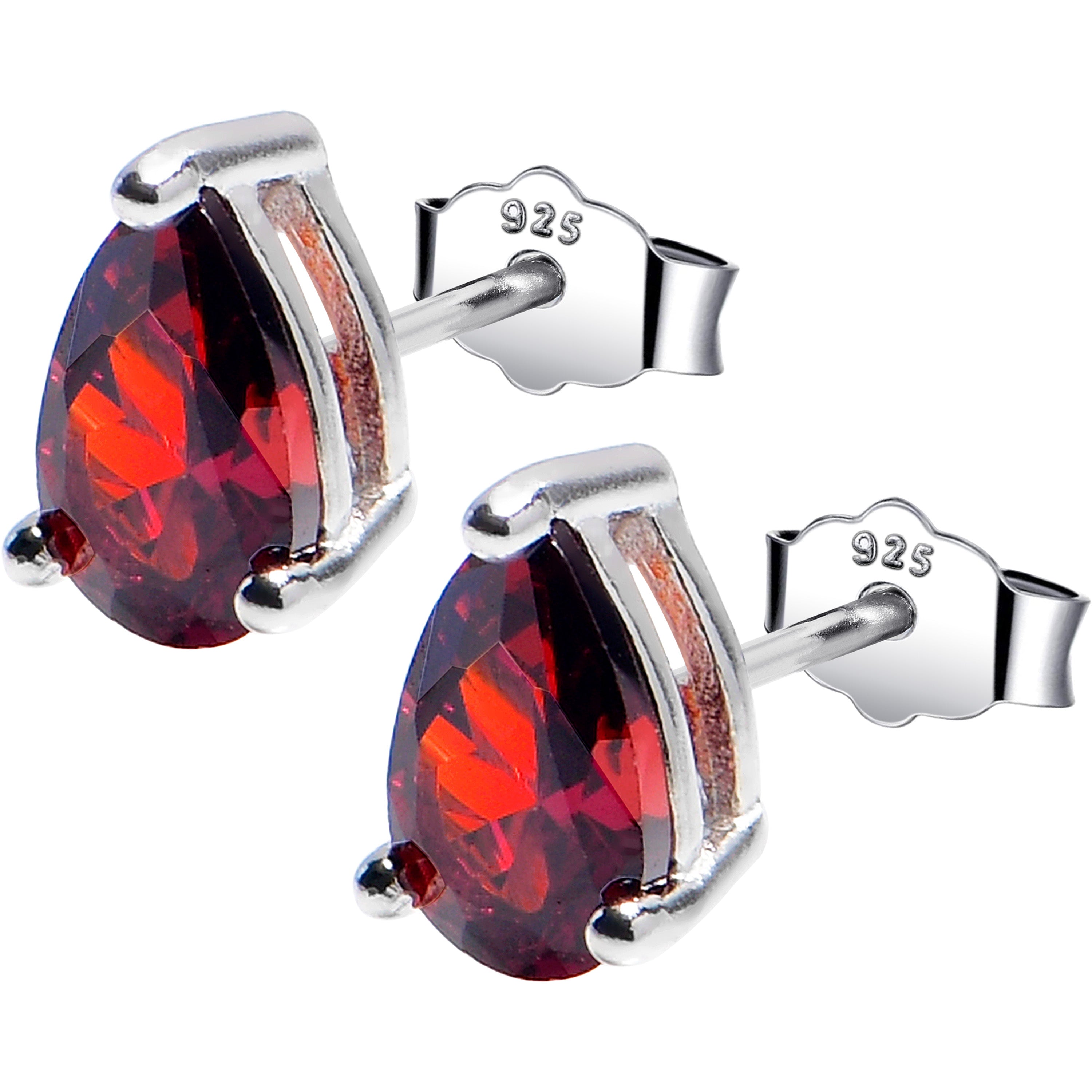 5mm CZ Pear 925 Sterling Silver January Birthstone Stud Earrings