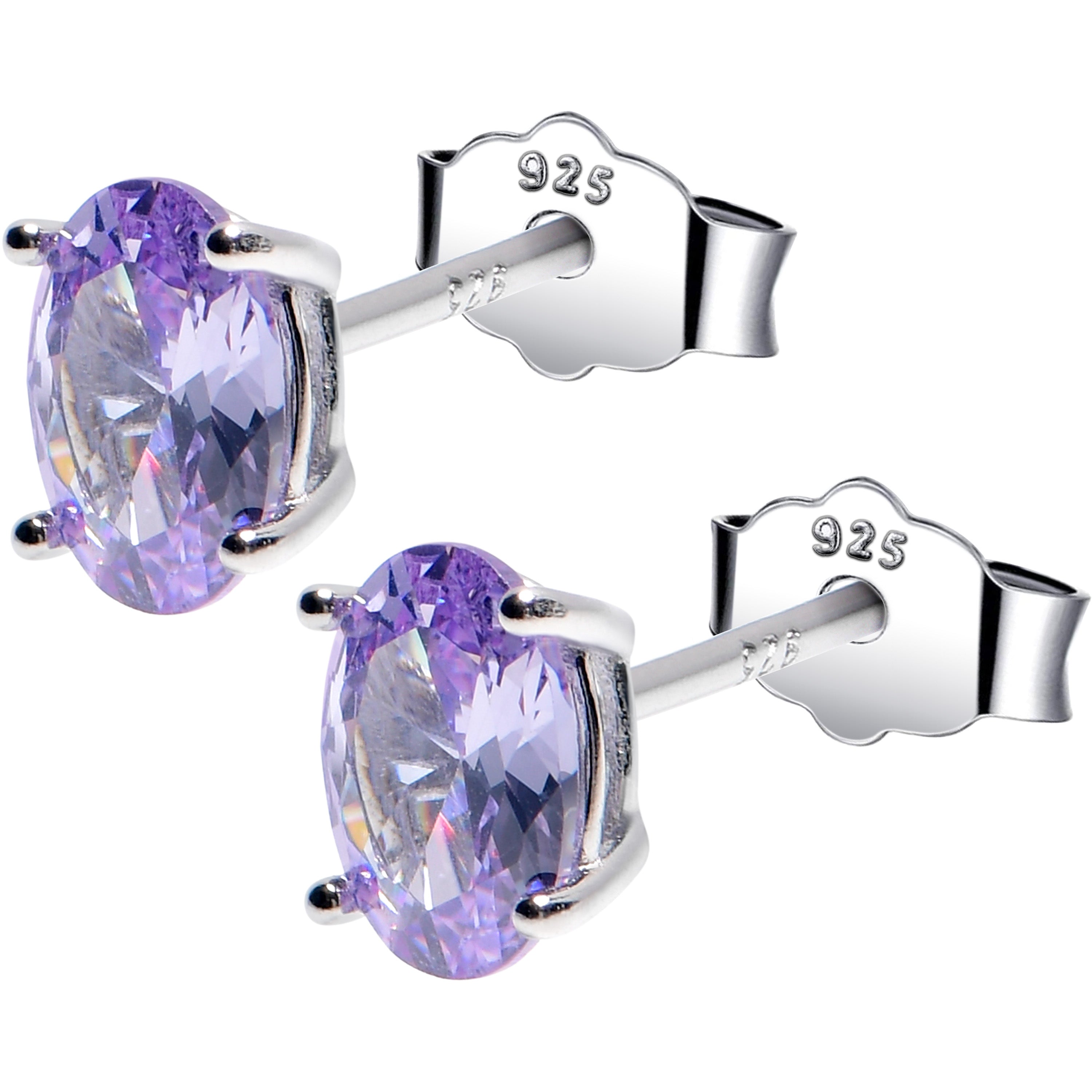 4mm CZ Oval 925 Sterling Silver June Birthstone Stud Earrings